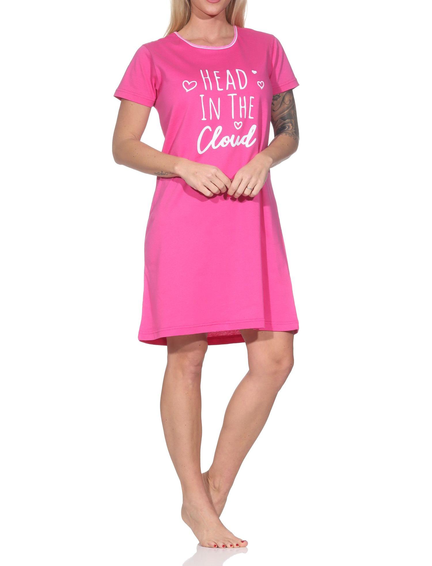 Normann Damen kurzarm Nachthemd mit Frontprint Normann Damen kurzarm Nachthemd mit Frontprint