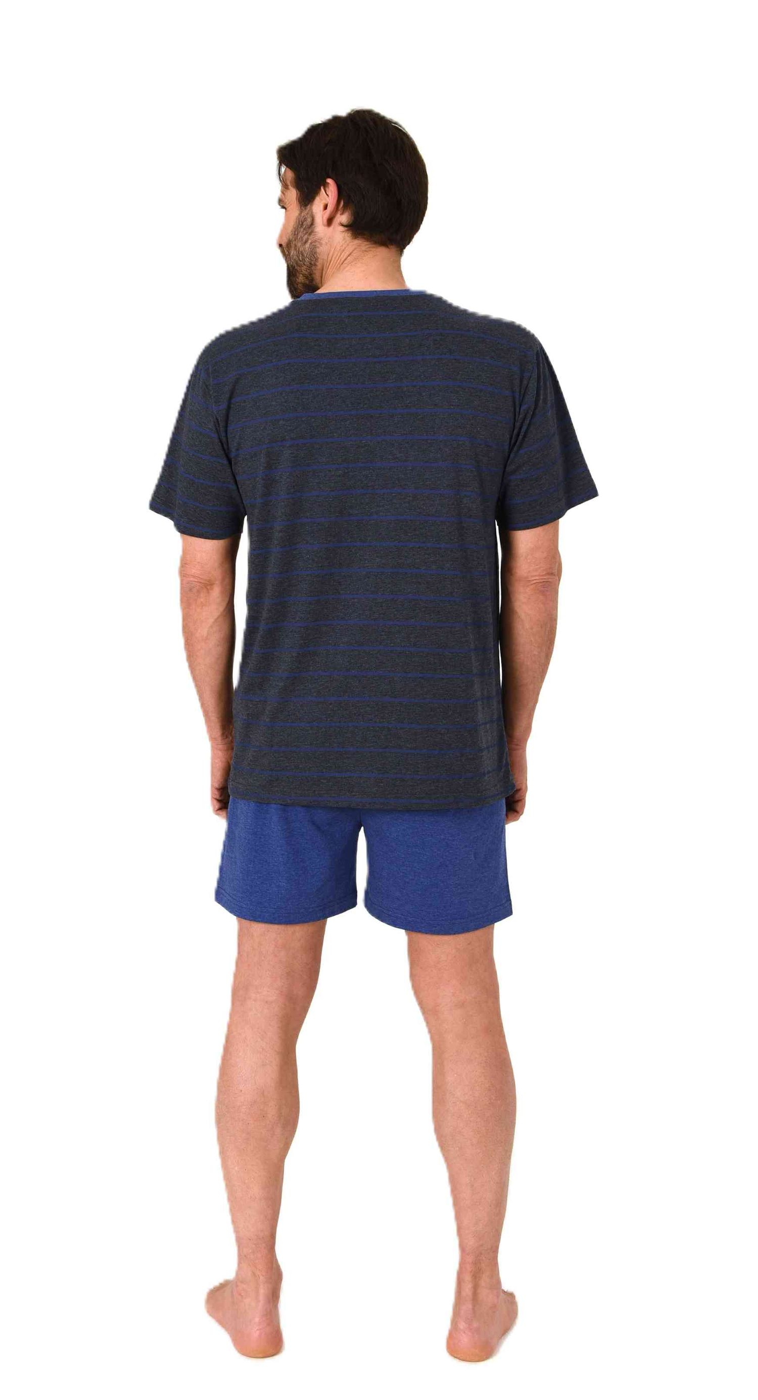 Normann Herren kurzarm Schlafanzug Shorty Pyjama in eleganter Streifenoptik