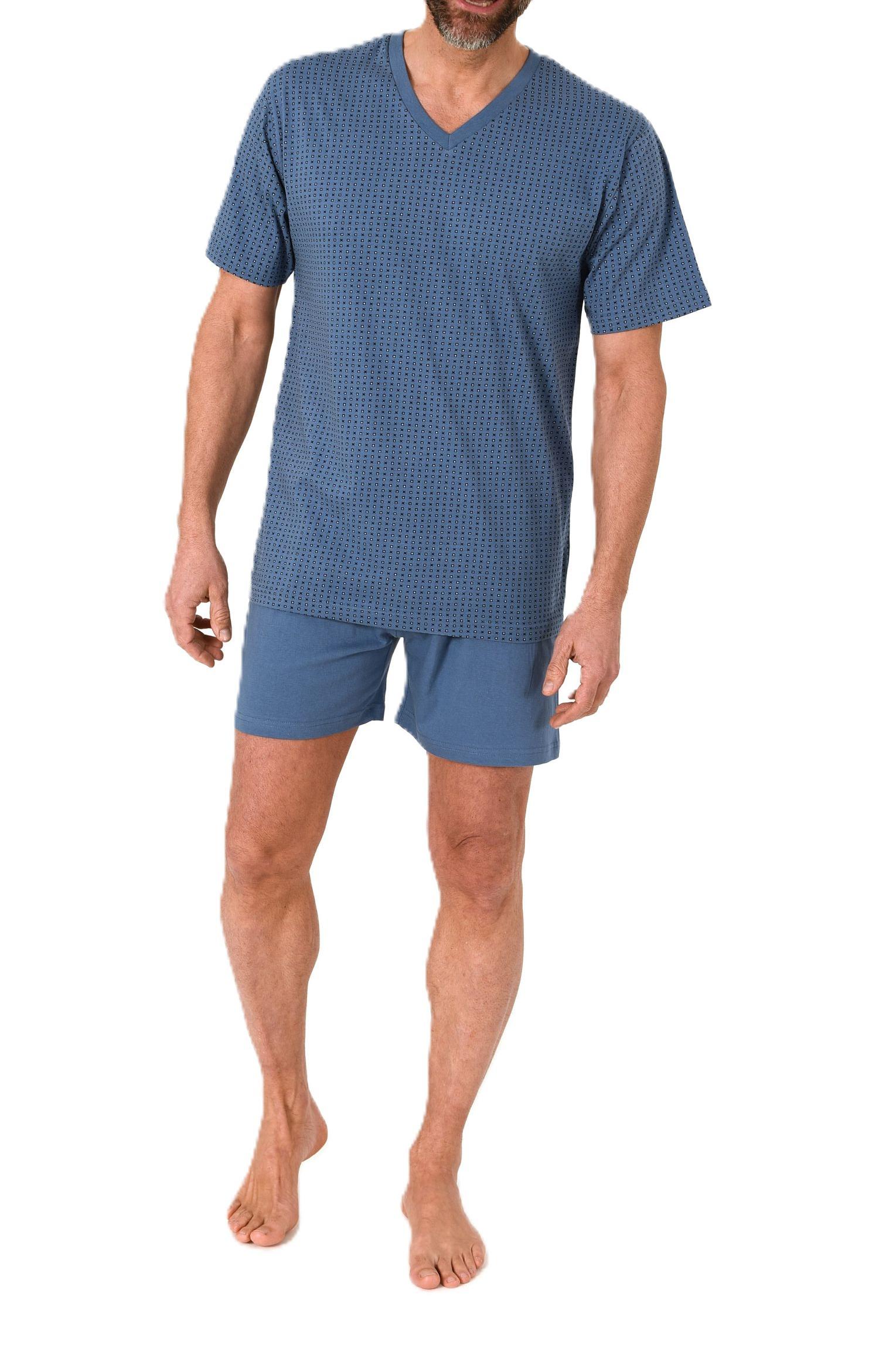Normann Herren kurzarm Schlafanzug Shorty Pyjama in eleganten Minimal-Print und V-Hals Normann Herren kurzarm Schlafanzug Shorty Pyjama in eleganten Minimal-Print und V-Hals