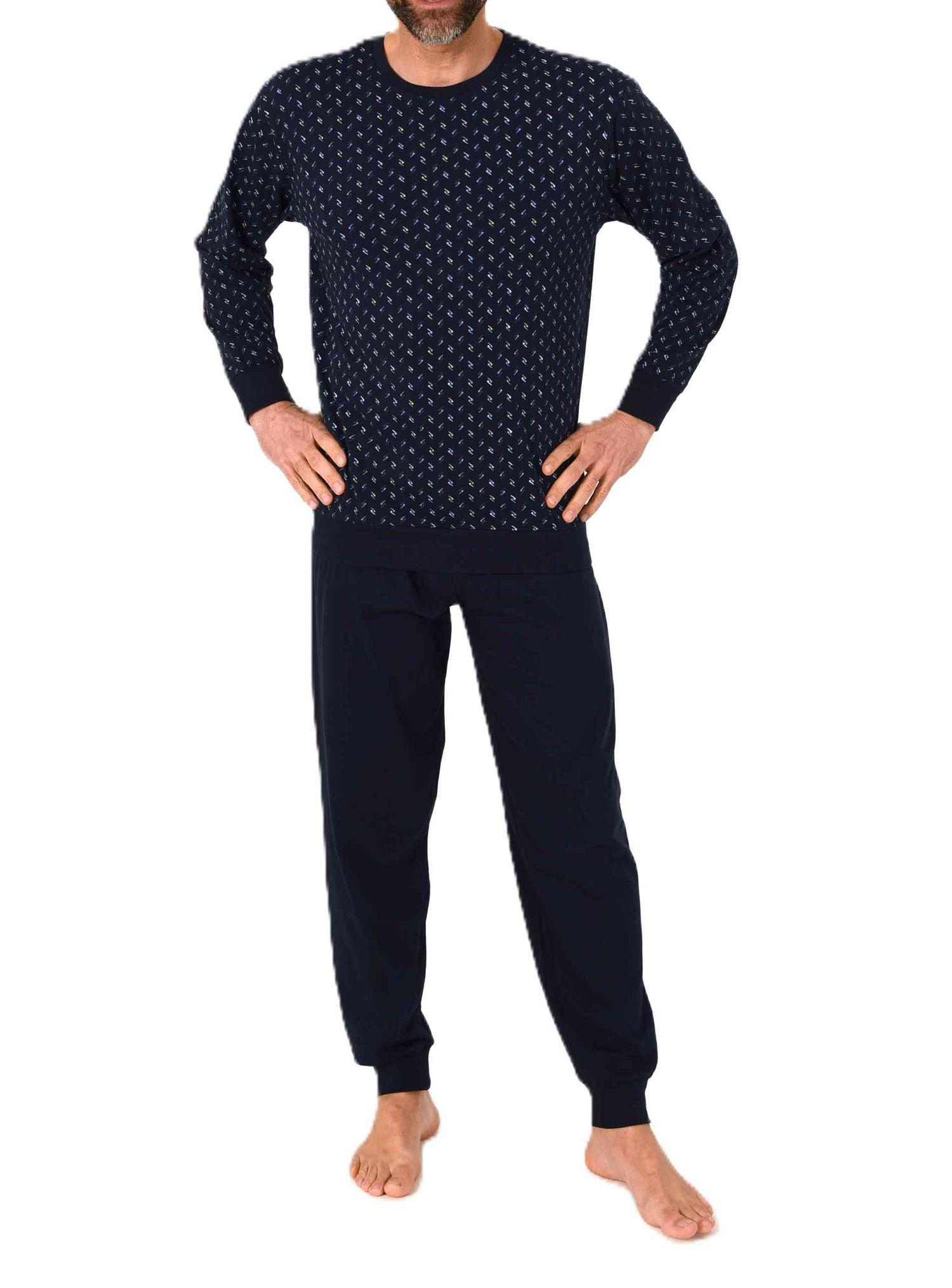 Normann Herren langarm Schlafanzug mit Bündchen Pyjama in edler Minimal Print Optik Normann Herren langarm Schlafanzug mit Bündchen Pyjama in edler Minimal Print Optik