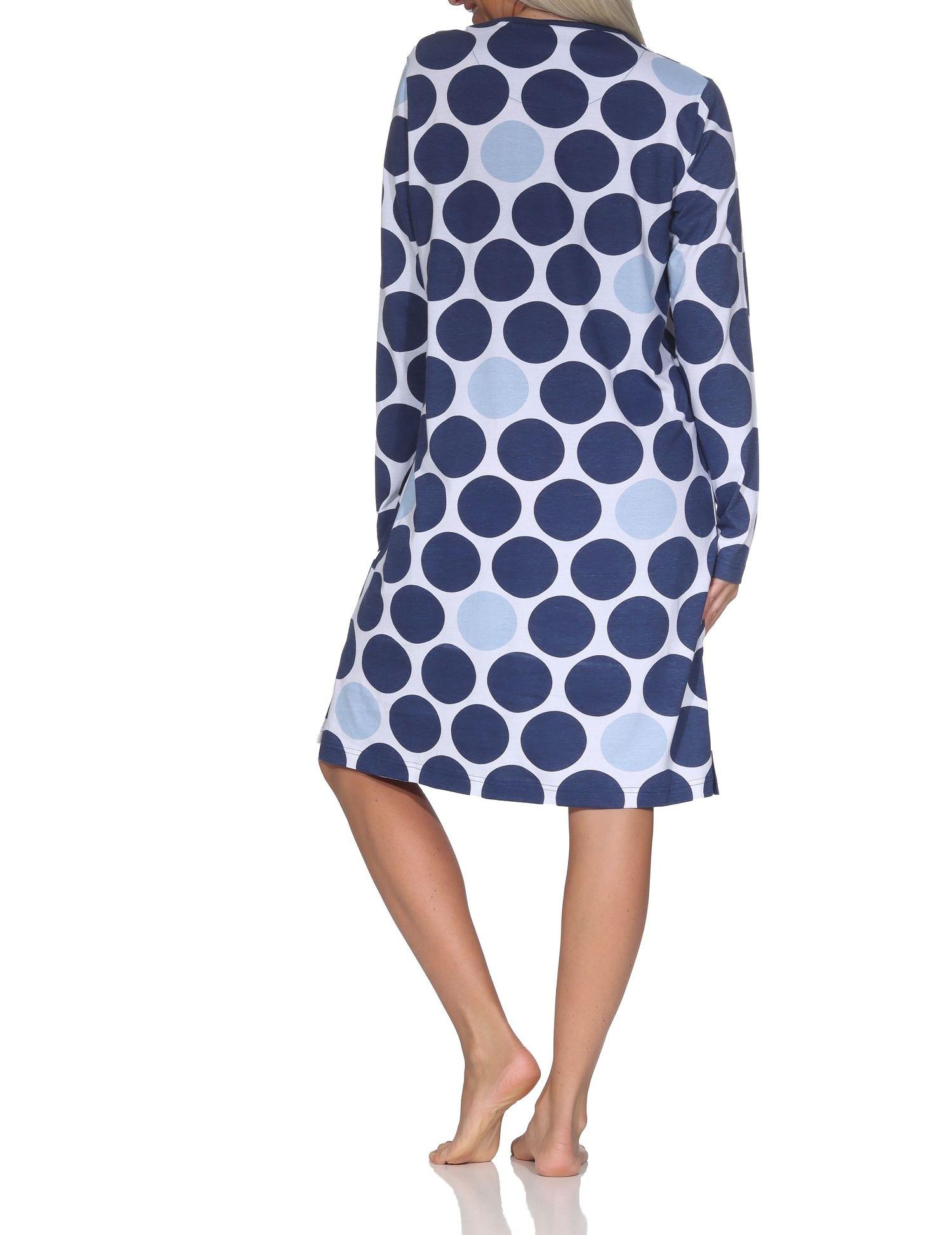Normann Damen langarm Nachthemd Sleepshirt in Punkte Tupfen Look Normann Damen langarm Nachthemd Sleepshirt in Punkte Tupfen Look