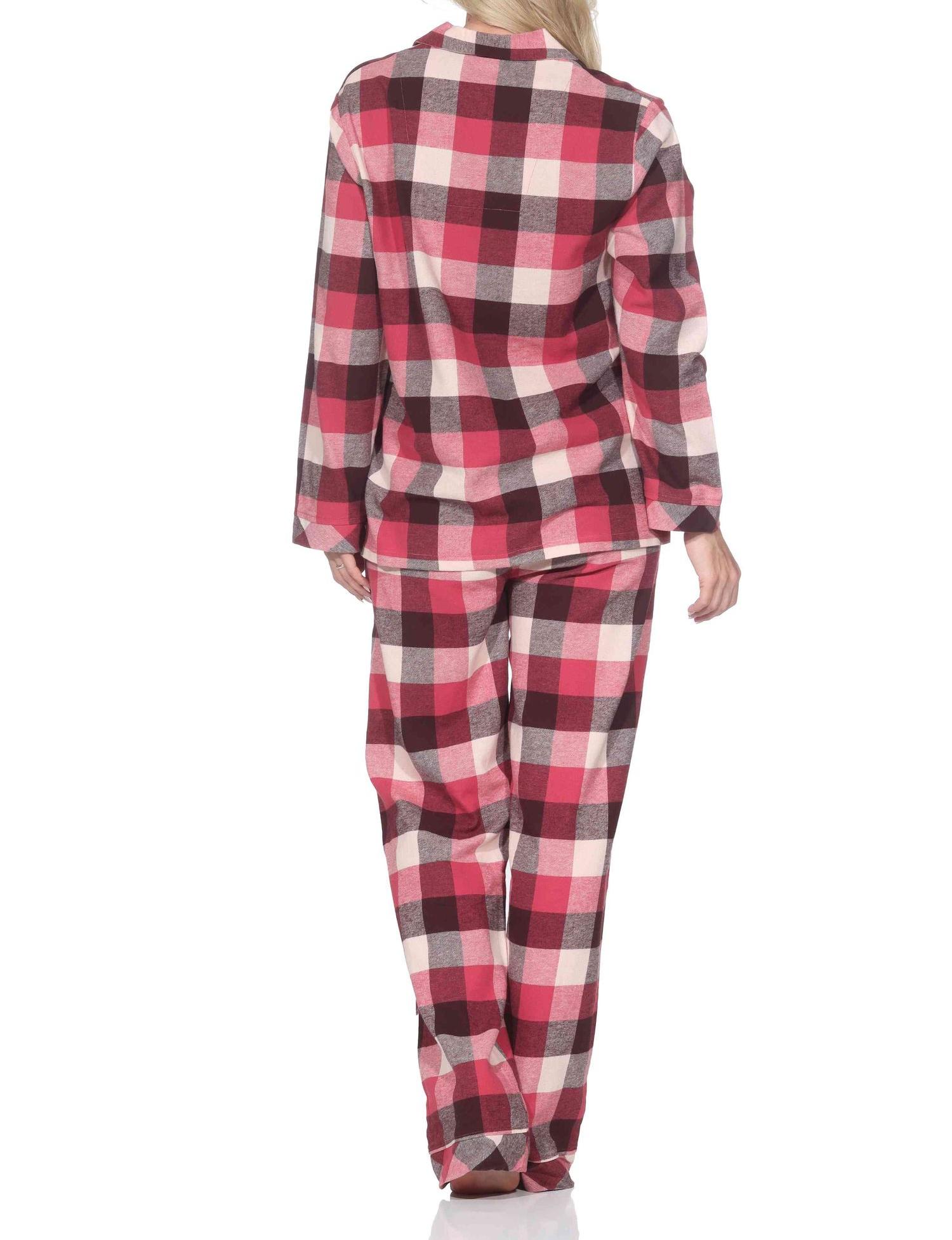 Normann Damen Flanell Schlafanzug lang Pyjama mit Knopfleiste und Hemdkragen Normann Damen Flanell Schlafanzug lang Pyjama mit Knopfleiste und Hemdkragen