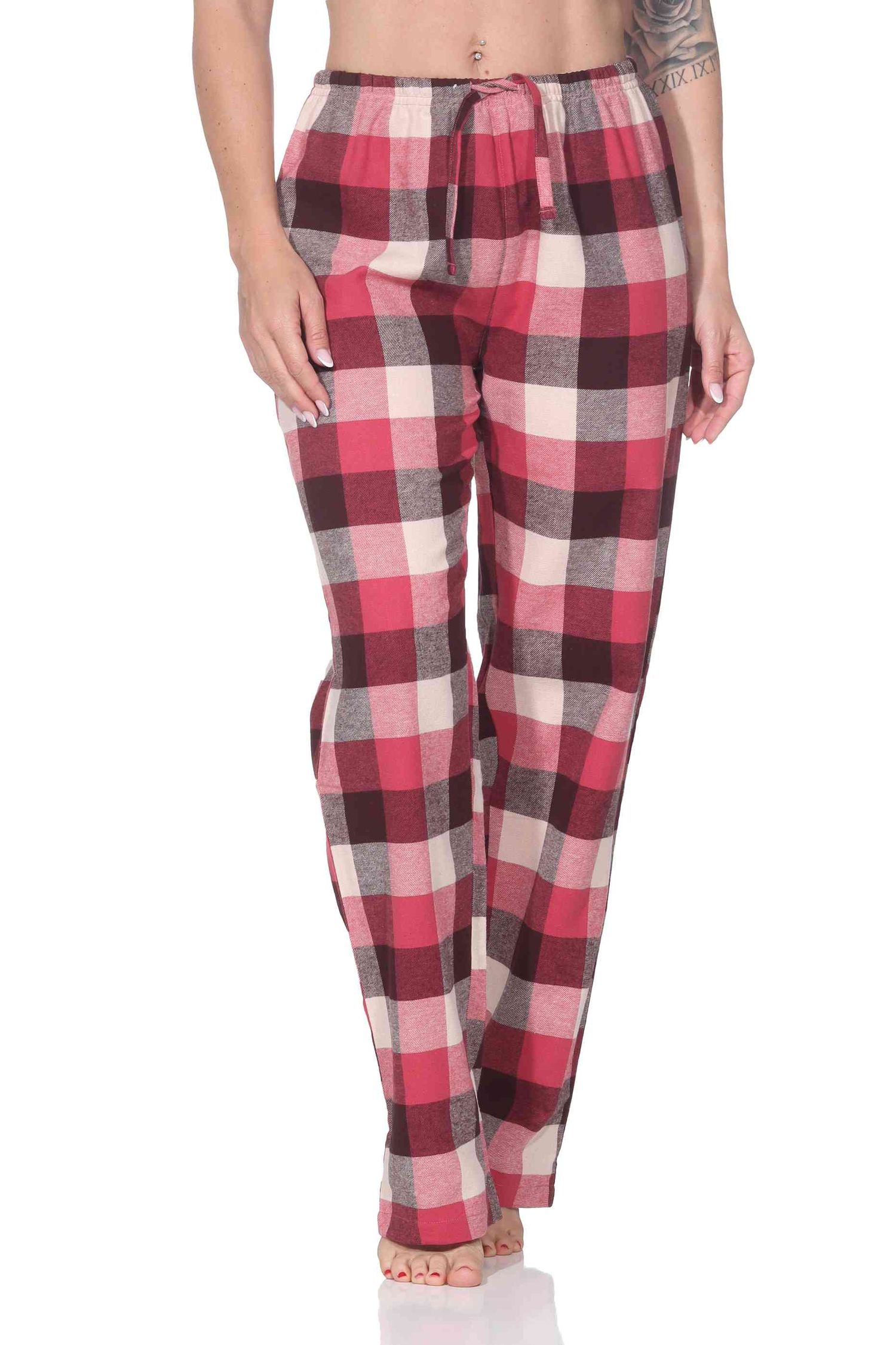 Normann Damen Flanell Schlafanzug Hose kariert – Schlafhose ideal zum relaxen