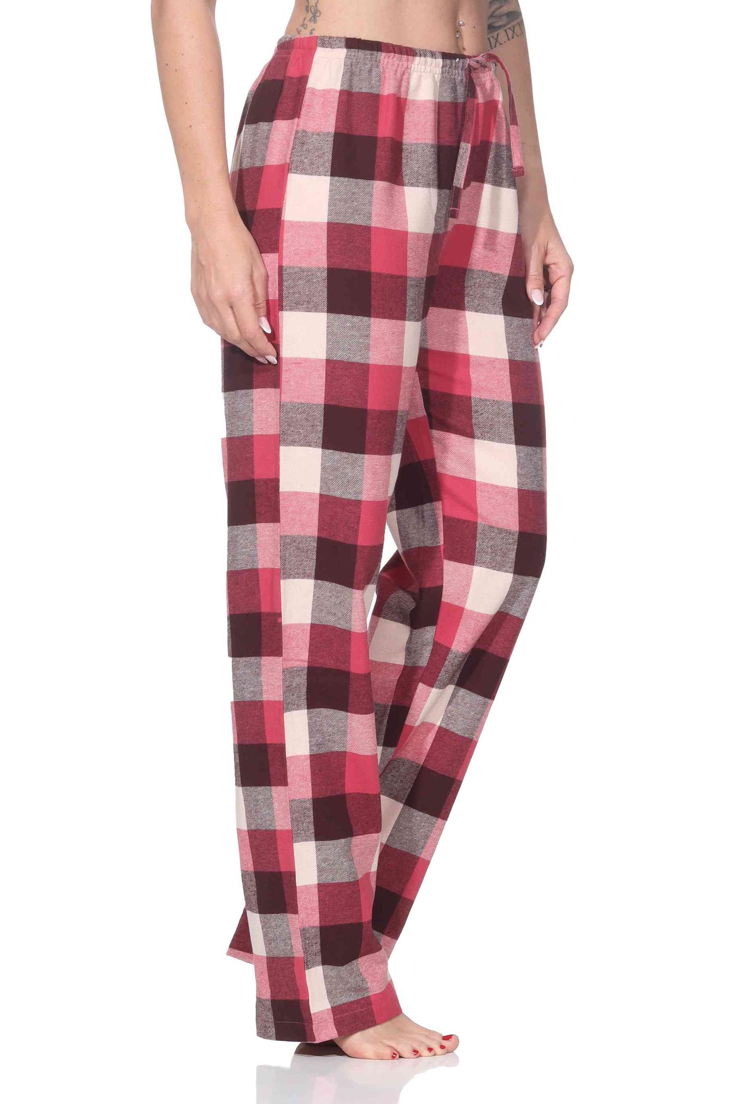 Normann Damen Flanell Schlafanzug Hose kariert – Schlafhose ideal zum relaxen