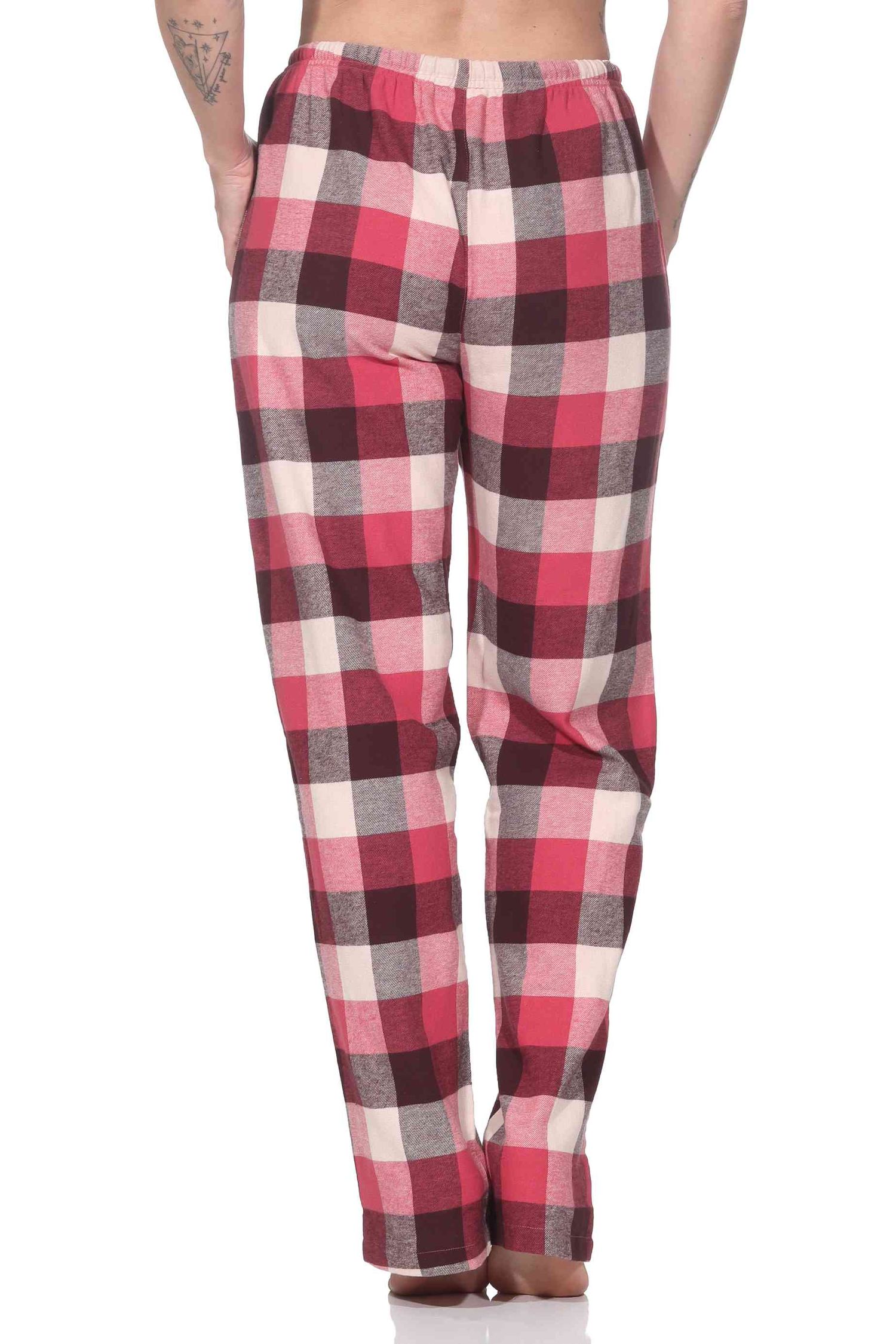Normann Damen Flanell Schlafanzug Hose kariert – Schlafhose ideal zum relaxen