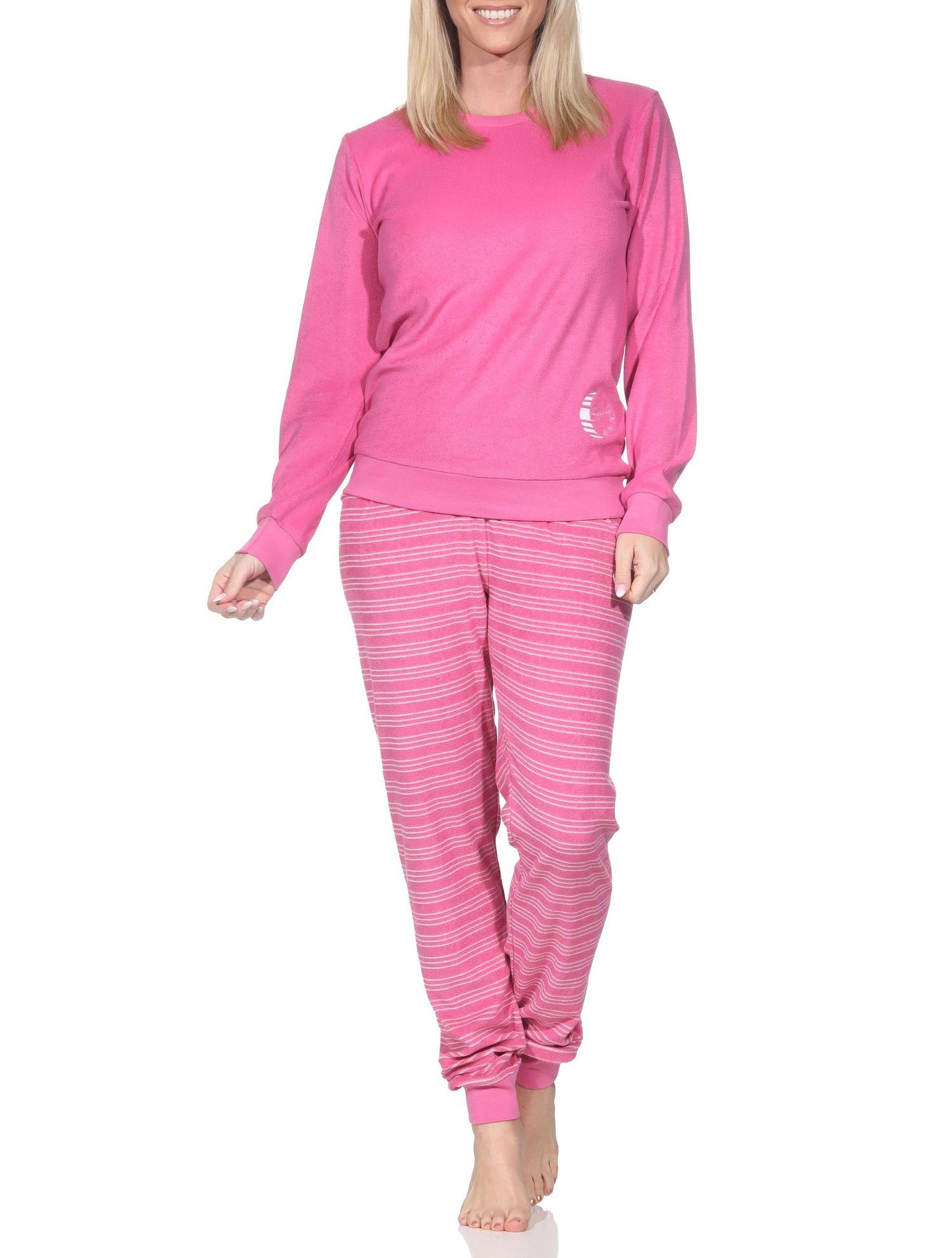 Normann Damen Frottee Schlafanzug mit Sternemotiv – Pyjama auch in Übergröße Normann Damen langarm Frottee Pyjama mit Bündchen in toller Optik – auch in Übergröße