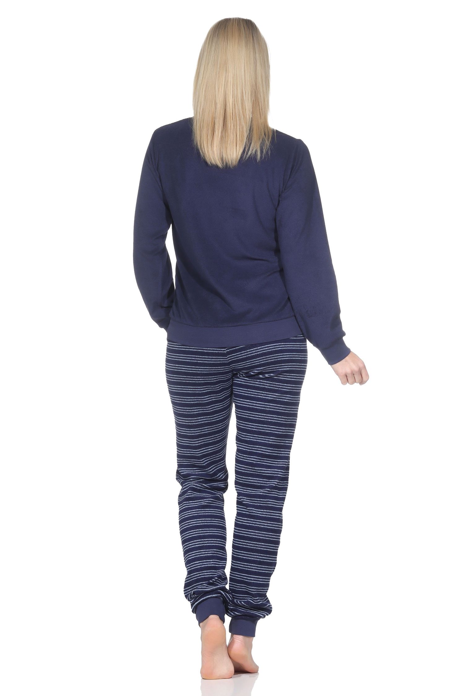 Normann Damen langarm Frottee Pyjama mit Bündchen in toller Optik – auch in Übergröße