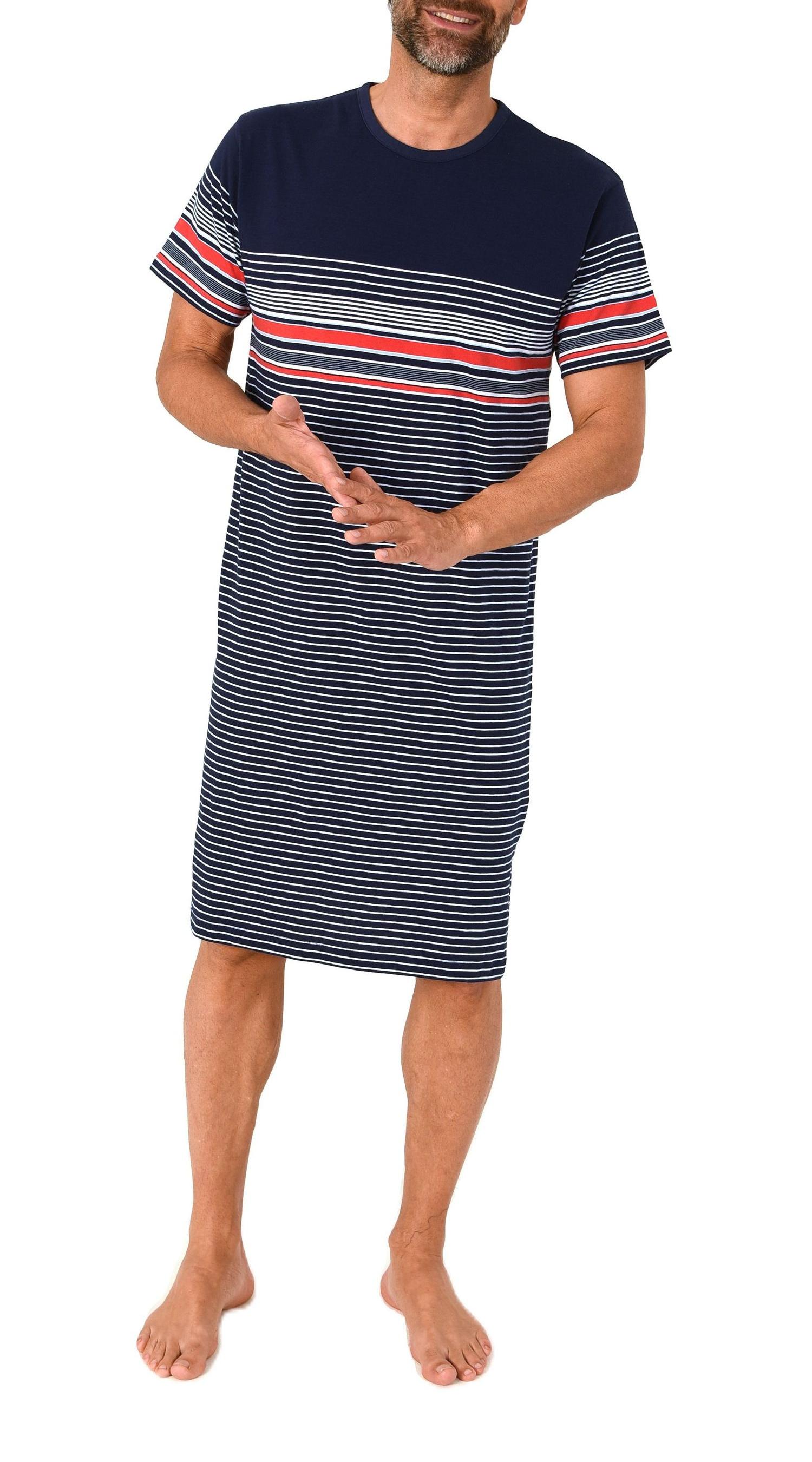 Normann Herren kurzarm Nachthemd in eleganter Streifenoptik - auch in Übergrößen Normann Herren kurzarm Nachthemd in eleganter Streifenoptik - auch in Übergrößen