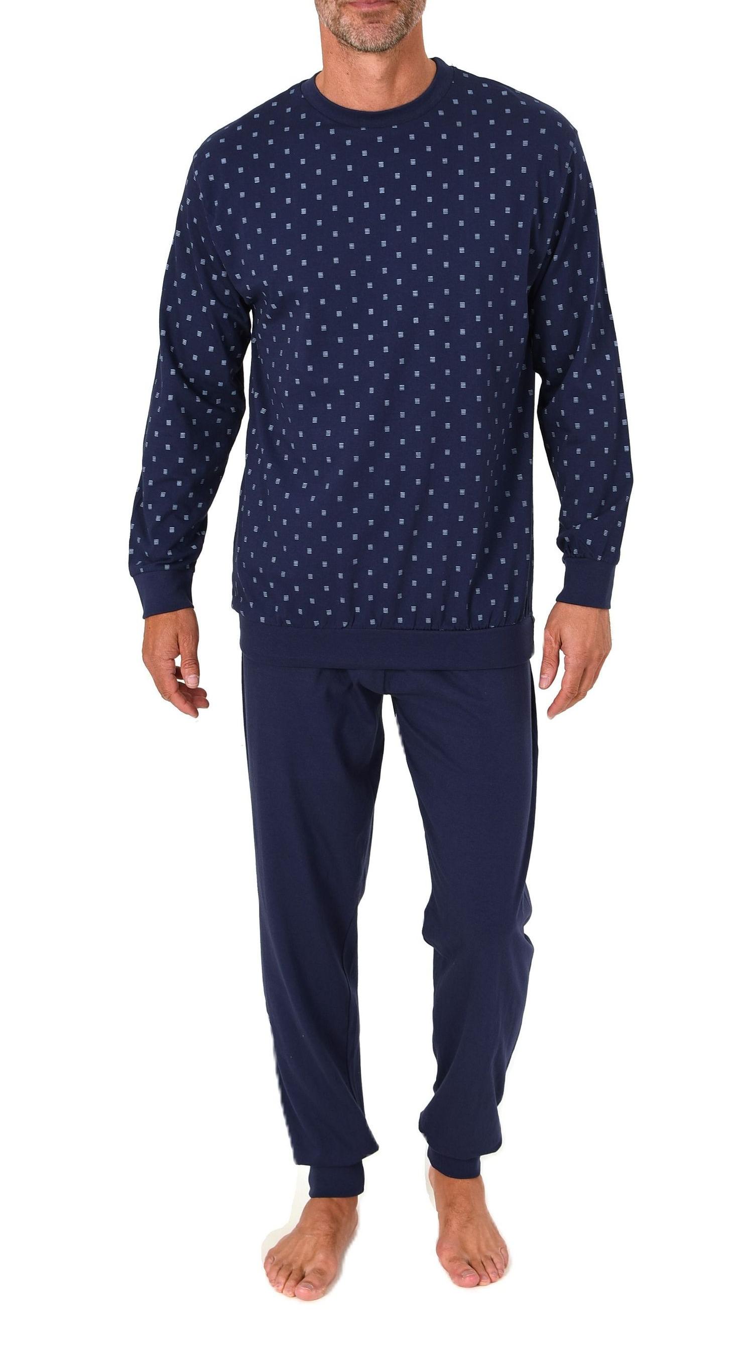 Normann Herren Schlafanzug langarm Pyjama mit Bündchen in eleganter Optik Normann Herren Schlafanzug langarm Pyjama mit Bündchen in eleganter Optik