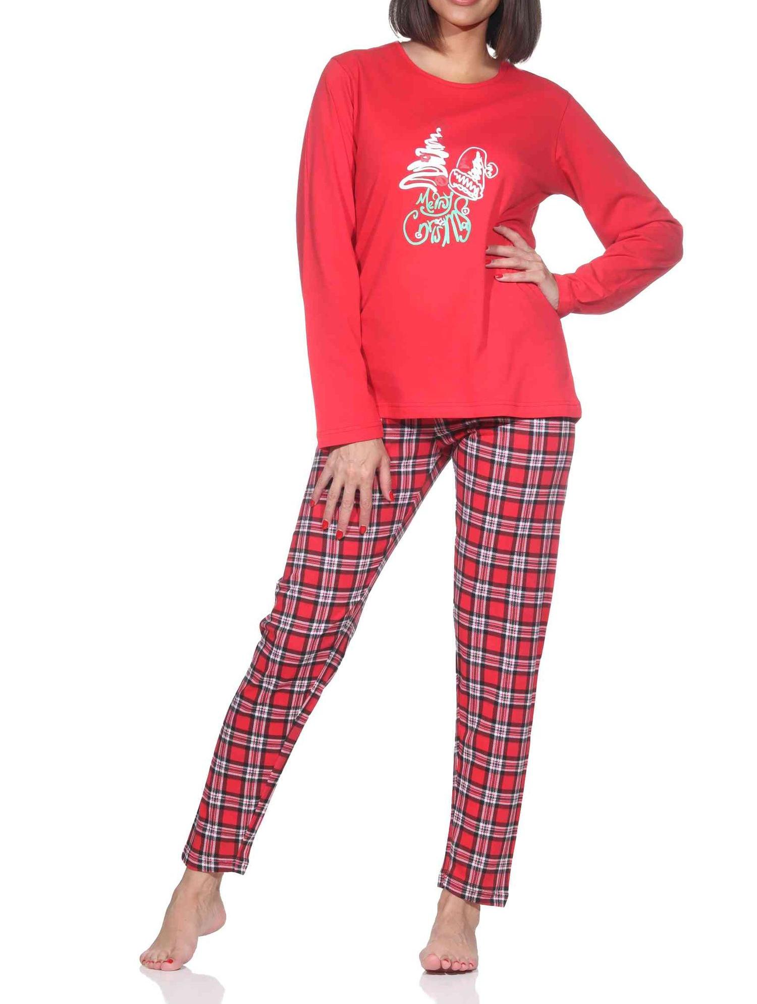 Normann Damen langarm Weihnachts Schlafanzug Pyjama mit weihnachtlichen Motiv Normann Damen langarm Weihnachts Schlafanzug Pyjama mit weihnachtlichen Motiv