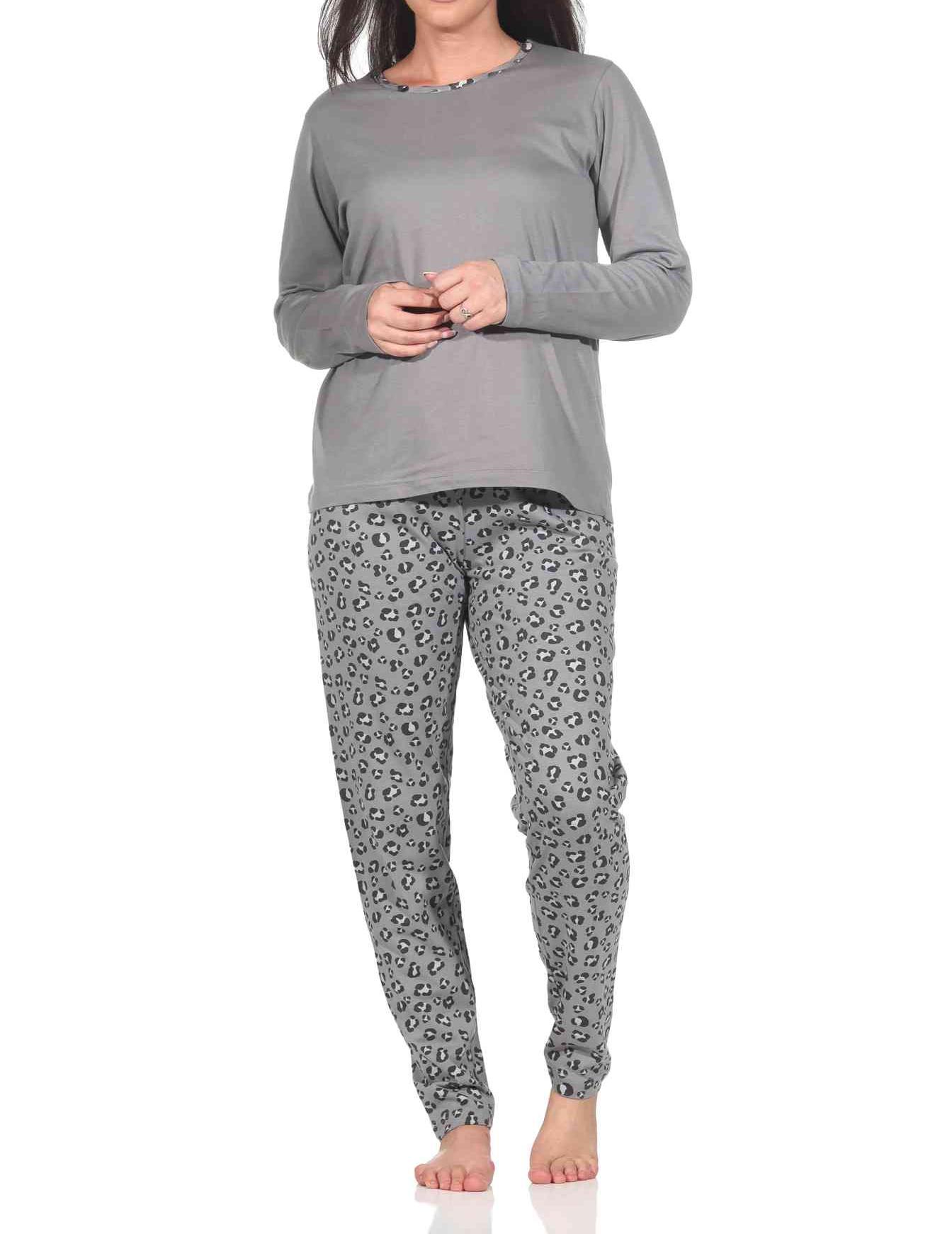 Normann Damen langarm Schlafanzug Pyjama in wunderschönen Animal Print Look