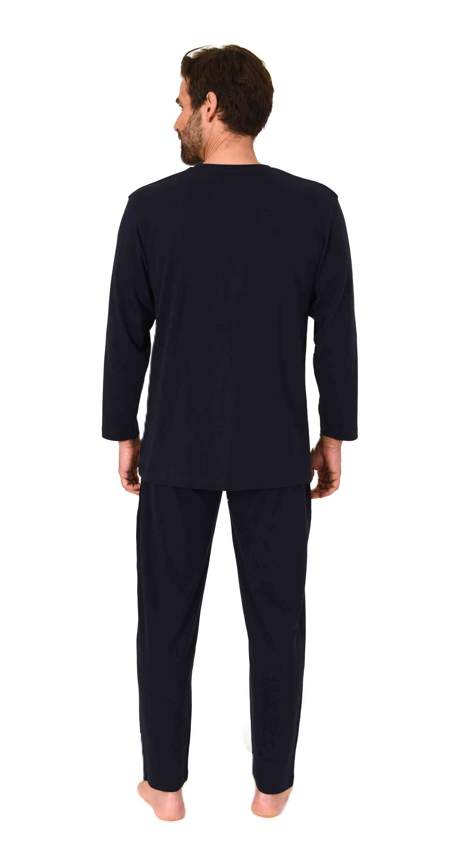 Normann Herren langarm Schlafanzug Pyjama mit Frontprint in zeitlos eleganter Optik