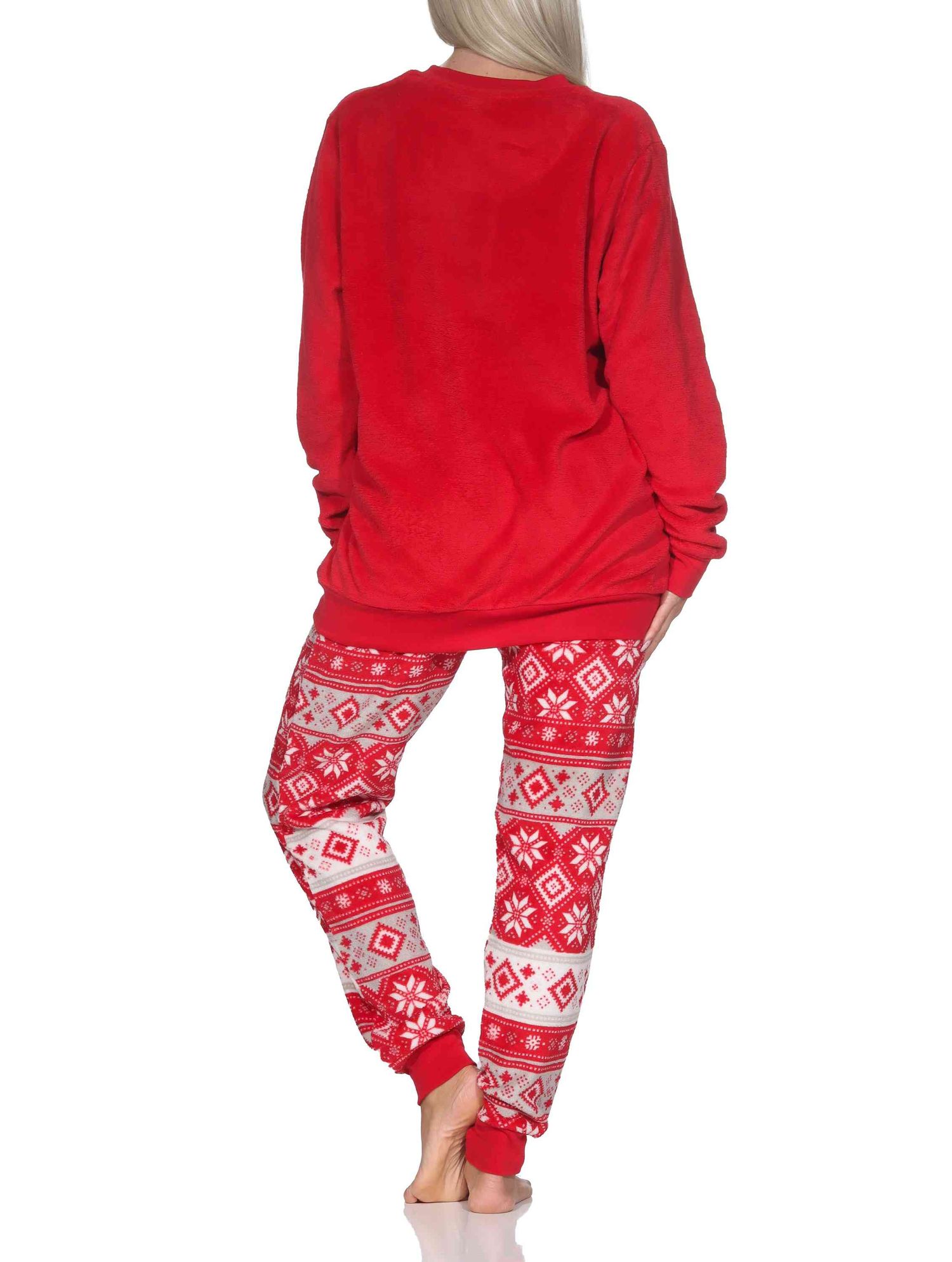 Normann Damen Schlafanzug lang in Norweger Optik aus kuschelig warmen Coralfleece Normann Damen Schlafanzug lang in Norweger Optik aus kuschelig warmen Coralfleece