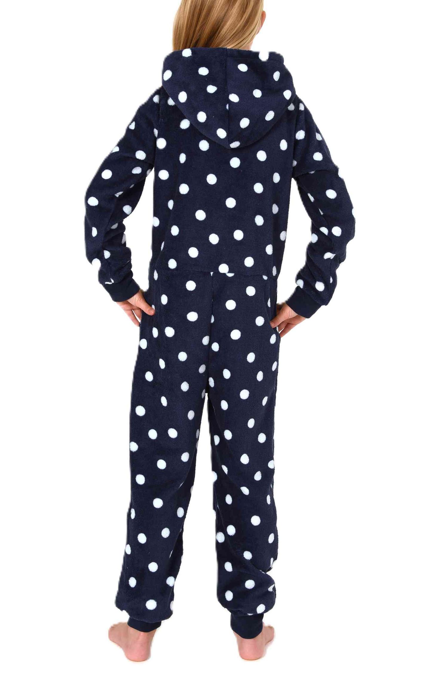 Normann Mädchen Jumpsuit Schlafanzug Overall aus kuscheligen Coralfleece in Tupfen Optik Normann Mädchen Jumpsuit Schlafanzug Overall aus kuscheligen Coralfleece in Tupfen Optik