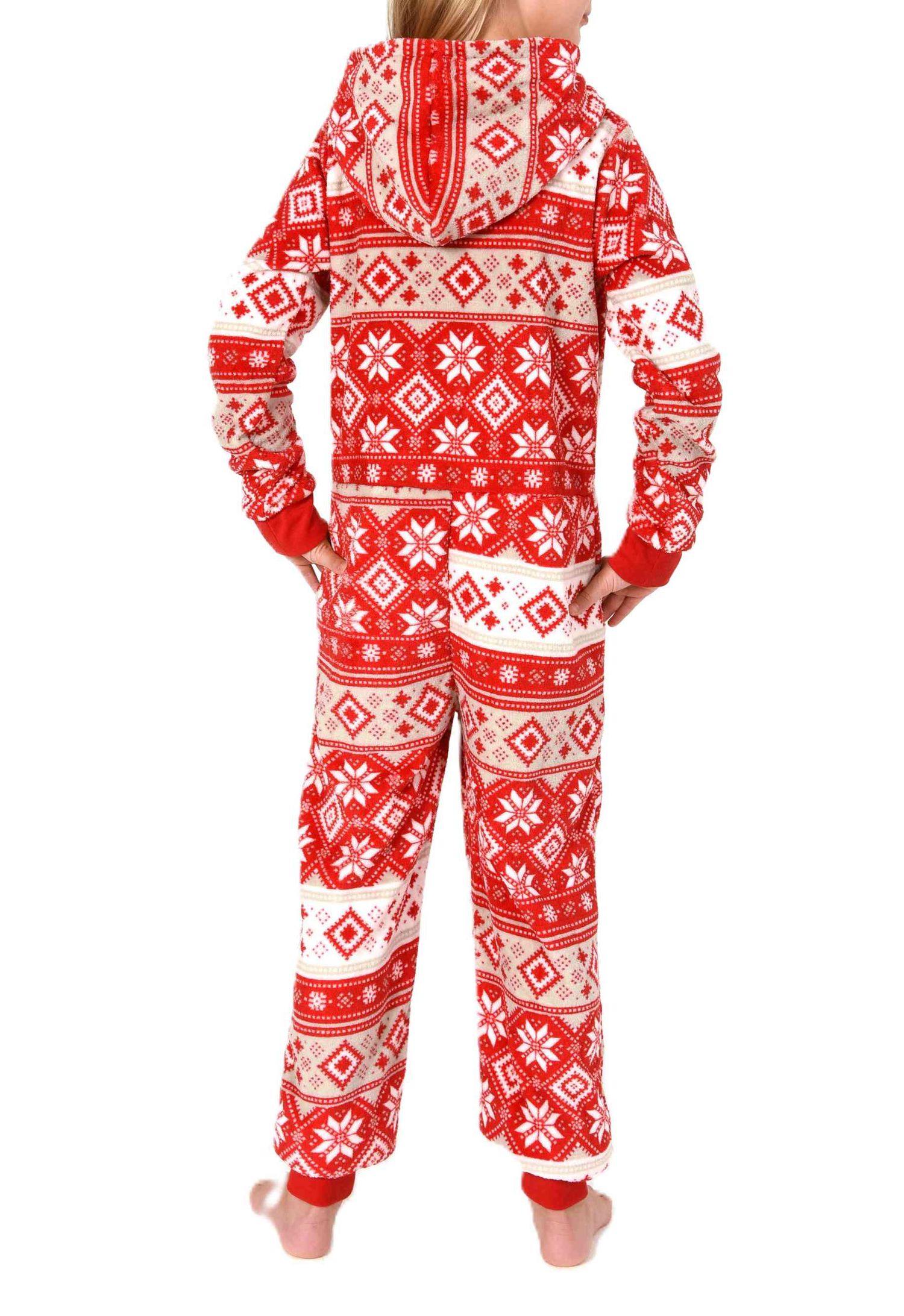 Normann Mädchen Jumpsuit Schlafanzug Overall aus kuscheligen Coralfleece in Norweger Optik Normann Mädchen Jumpsuit Schlafanzug Overall aus kuscheligen Coralfleece in Norweger Optik