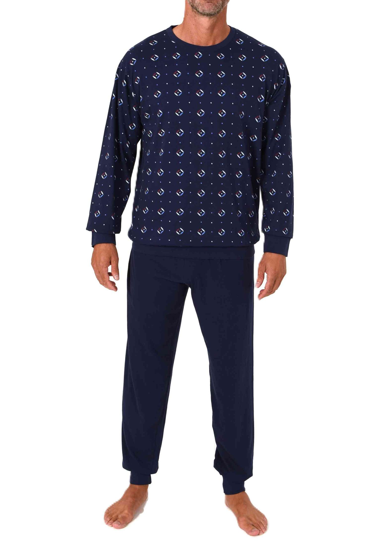 Normann Herren Schlafanzug langarm mit Bündchen Pyjama in zeitlos eleganter Optik Normann Herren Schlafanzug langarm mit Bündchen Pyjama in zeitlos eleganter Optik