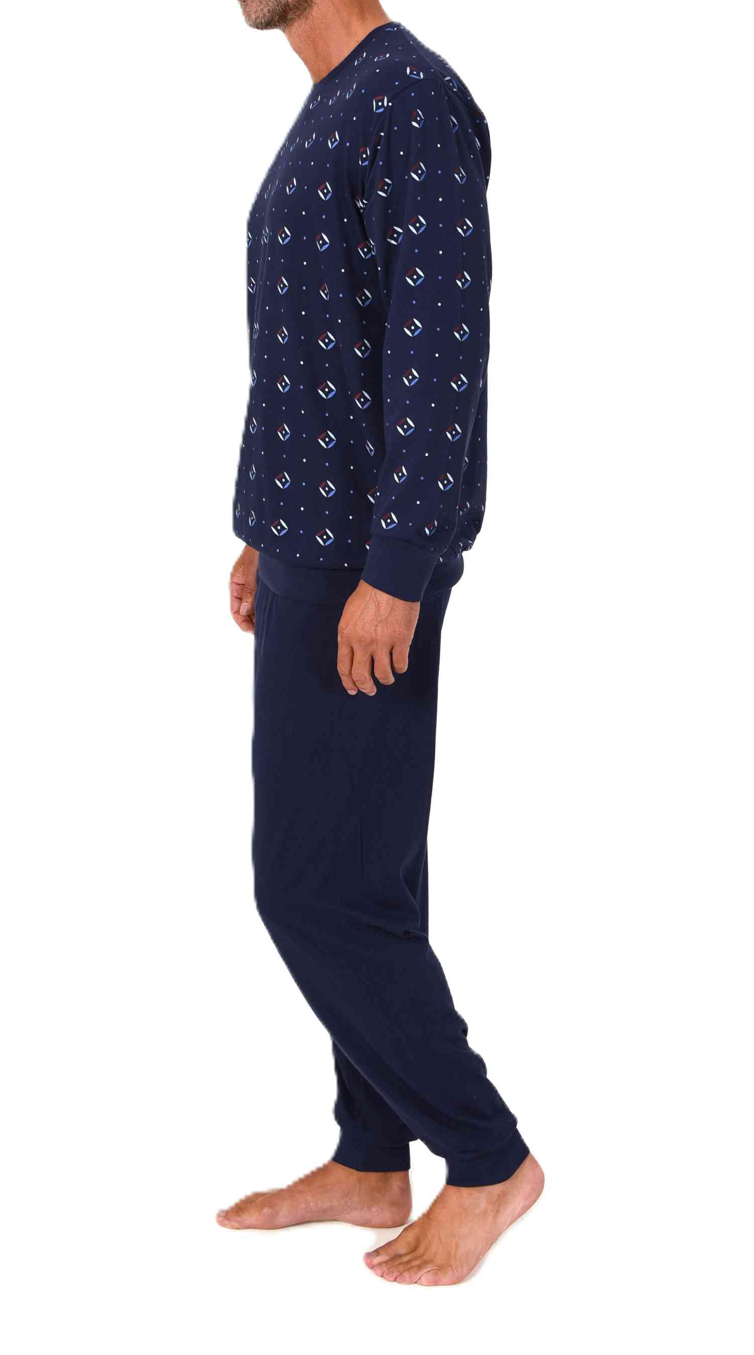Normann Herren Schlafanzug langarm mit Bündchen Pyjama in zeitlos eleganter Optik Normann Herren Schlafanzug langarm mit Bündchen Pyjama in zeitlos eleganter Optik