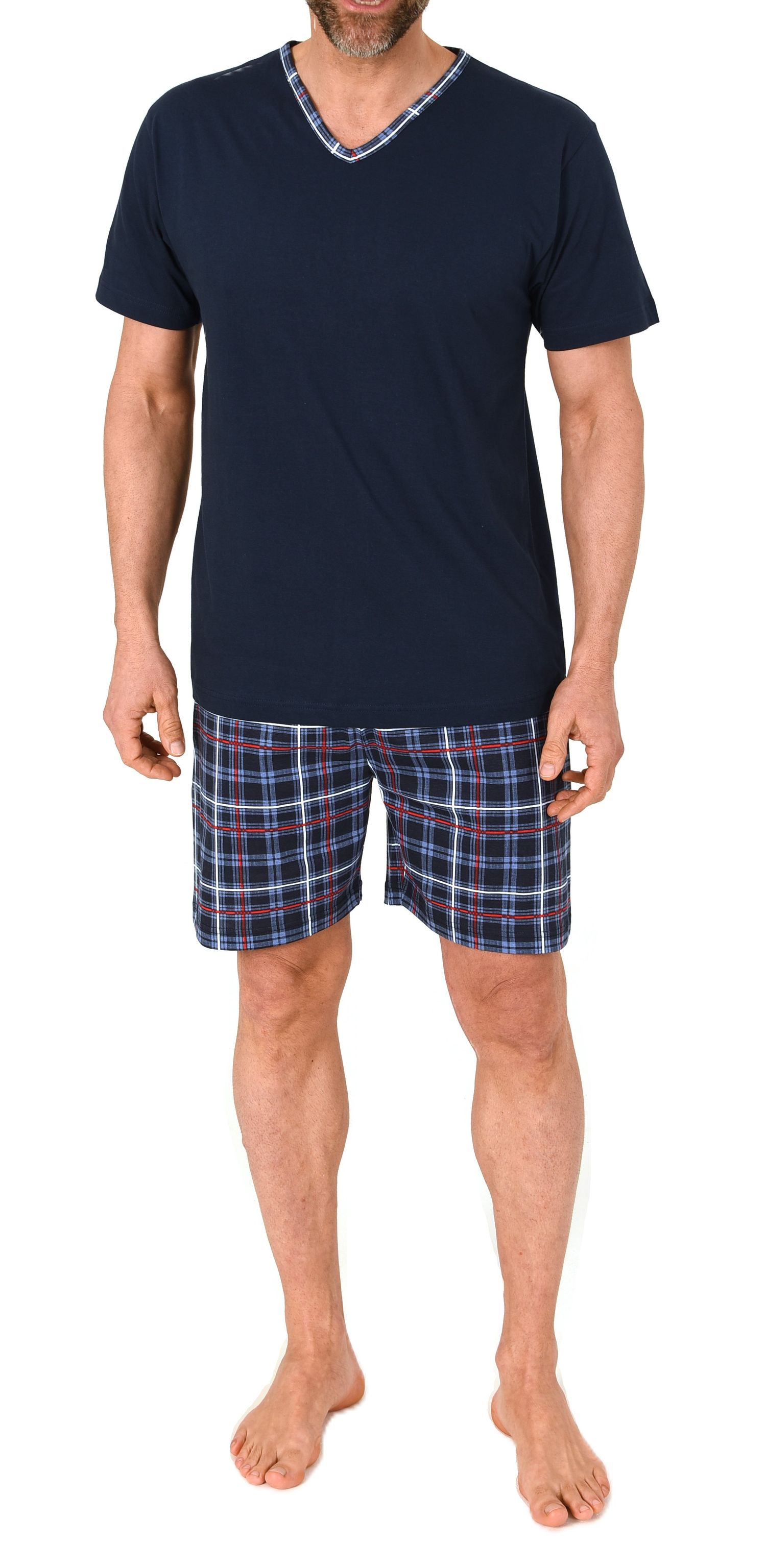 Normann Herren kurzarm Schlafanzug Shorty Pyjama Hose in Karo Optik - auch in Übergröße Normann Herren kurzarm Schlafanzug Shorty Pyjama Hose in Karo Optik - auch in Übergröße