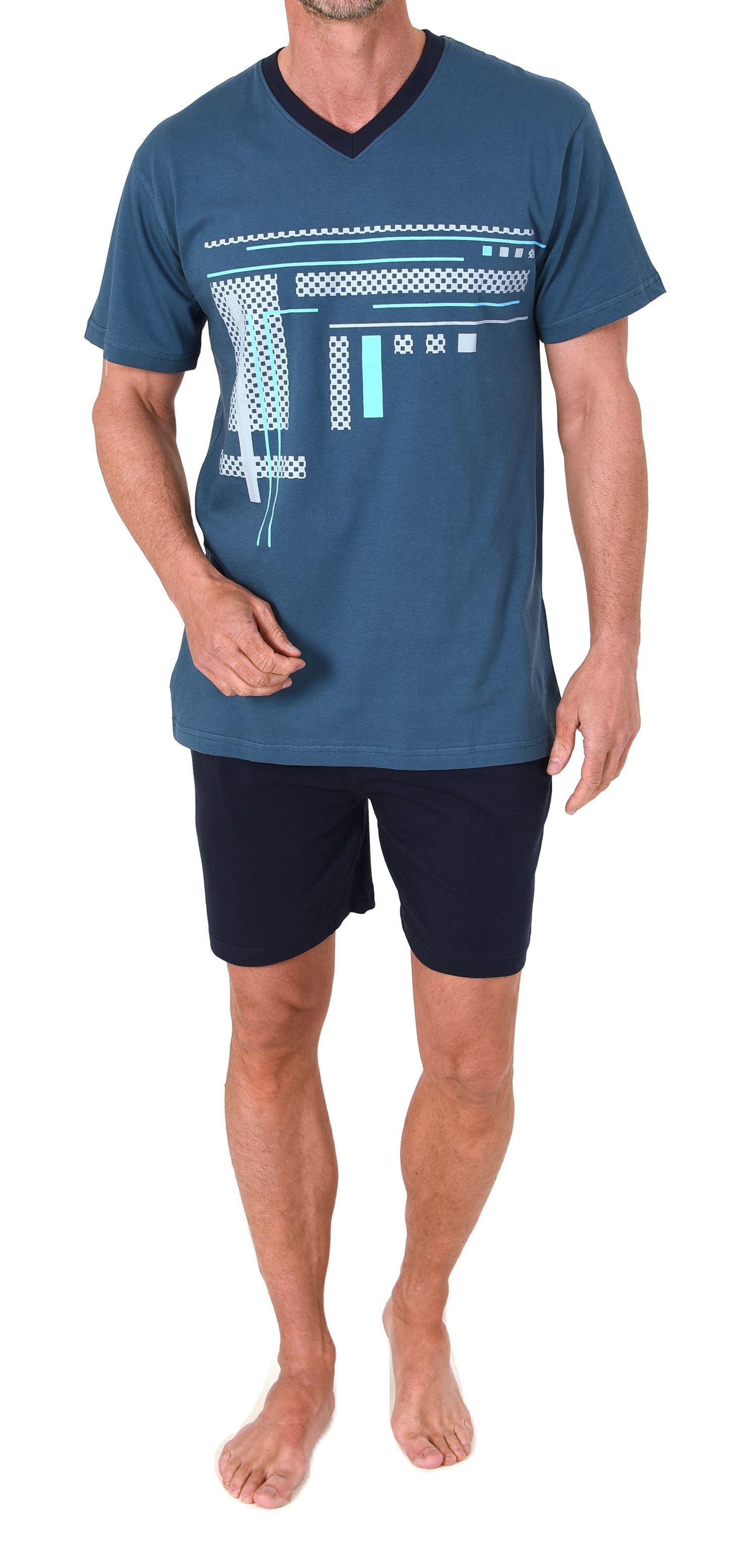 Normann Herren Pyjama Shorty kurzarm – Schlafanzug mit Frontprint, auch in Übergrößen Normann Herren Pyjama Shorty kurzarm – Schlafanzug mit Frontprint, auch in Übergrößen