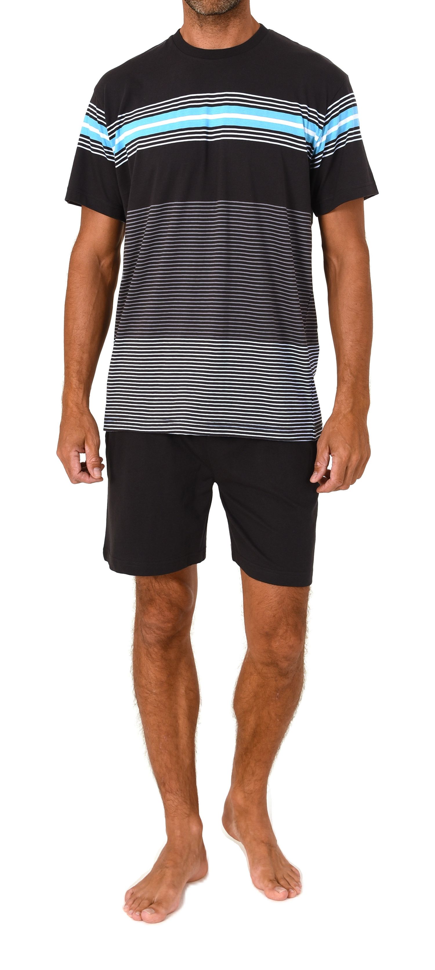 Normann Herren kurzarm Schlafanzug Shorty in eleganten Streifendesign – auch in Übergrößen Normann Herren kurzarm Schlafanzug Shorty in eleganten Streifendesign – auch in Übergrößen