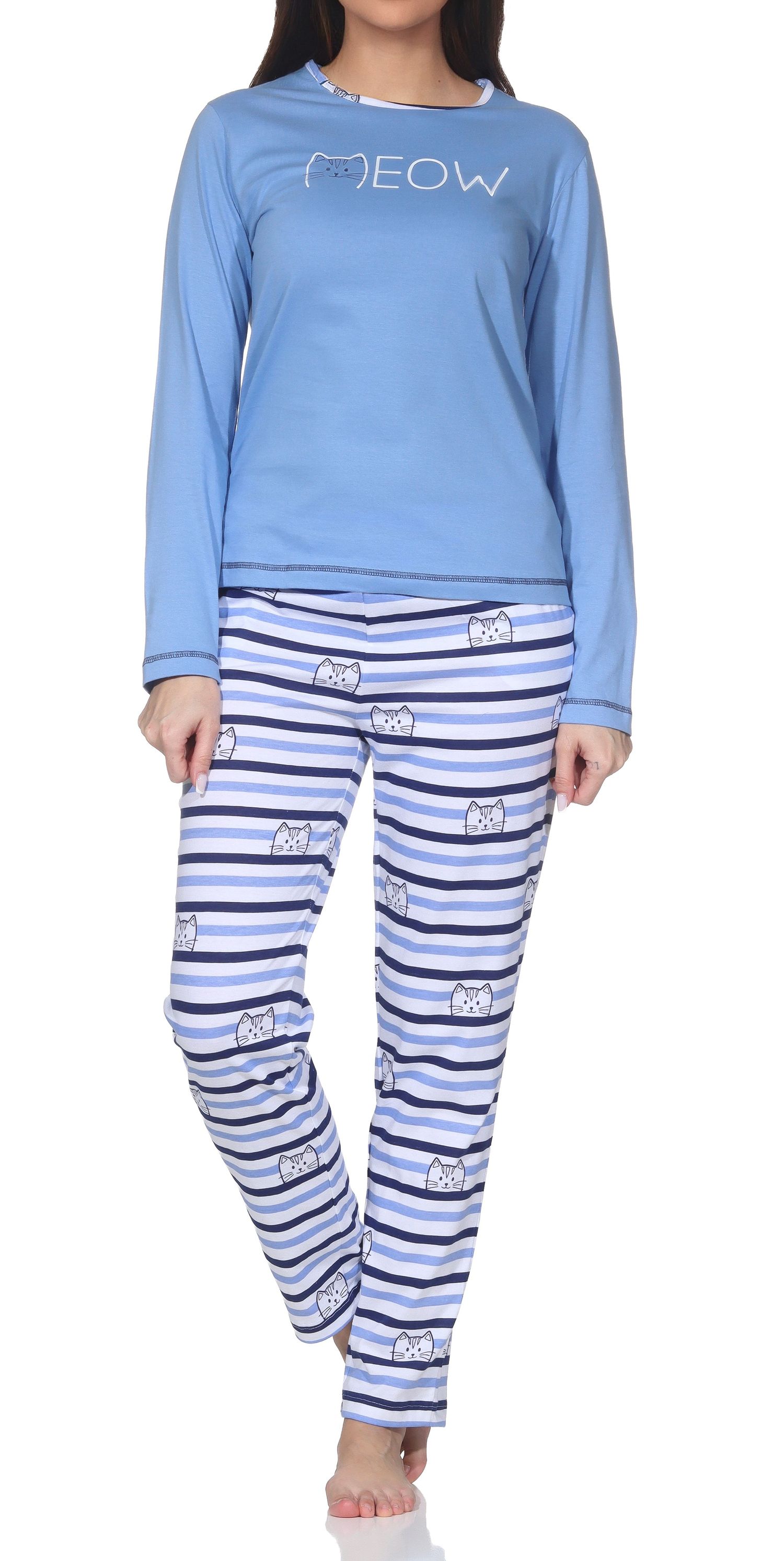 Normann Damen langarm Schlafanzug Pyjama in Katzen Optik – auch in Übergrößen verfügbar Normann Damen langarm Schlafanzug Pyjama in Katzen Optik – auch in Übergrößen verfügbar