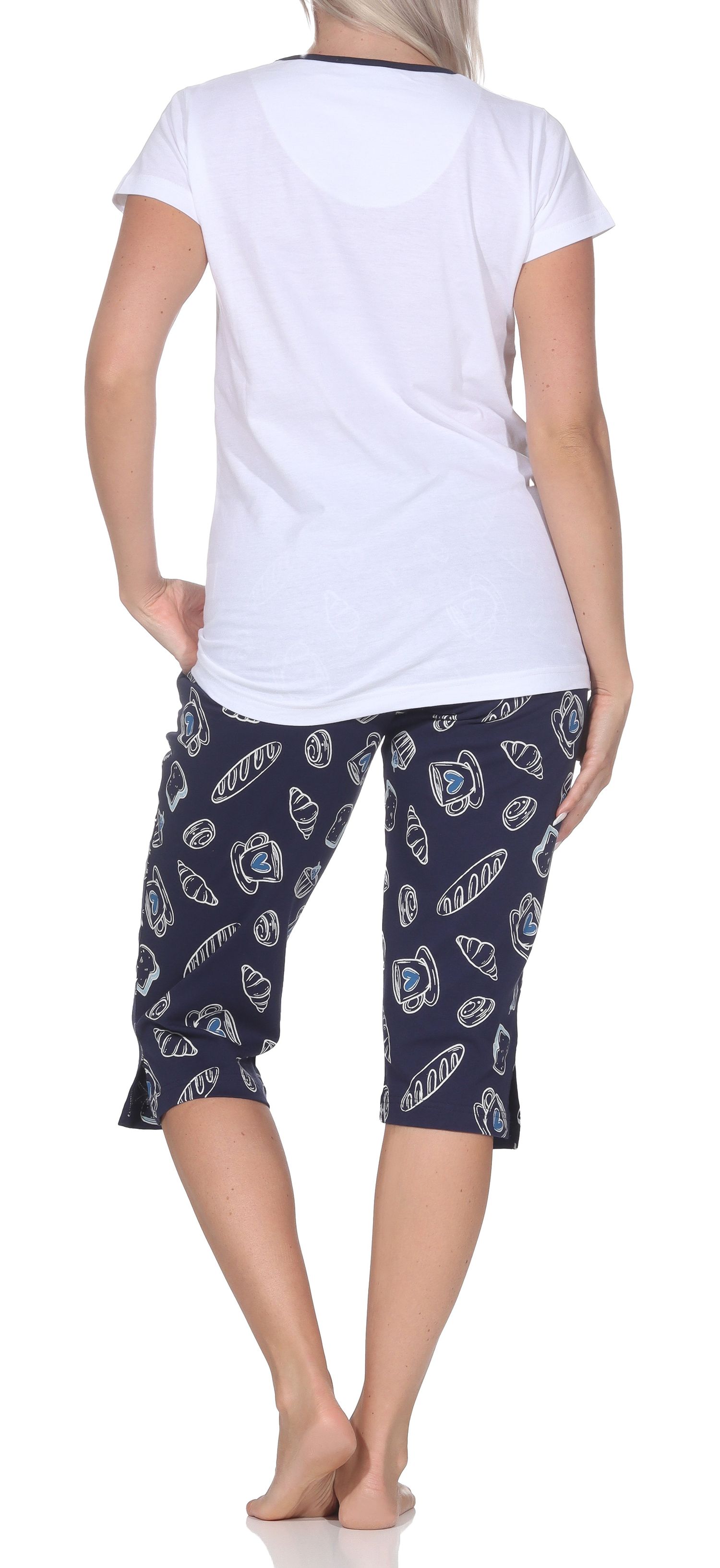 Normann Damen Capri-Pyjama kurzarm Shorty – „Coffee Lovers Club“ - auch in Übergrößen Normann Damen Capri-Pyjama kurzarm Shorty – „Coffee Lovers Club“ - auch in Übergrößen
