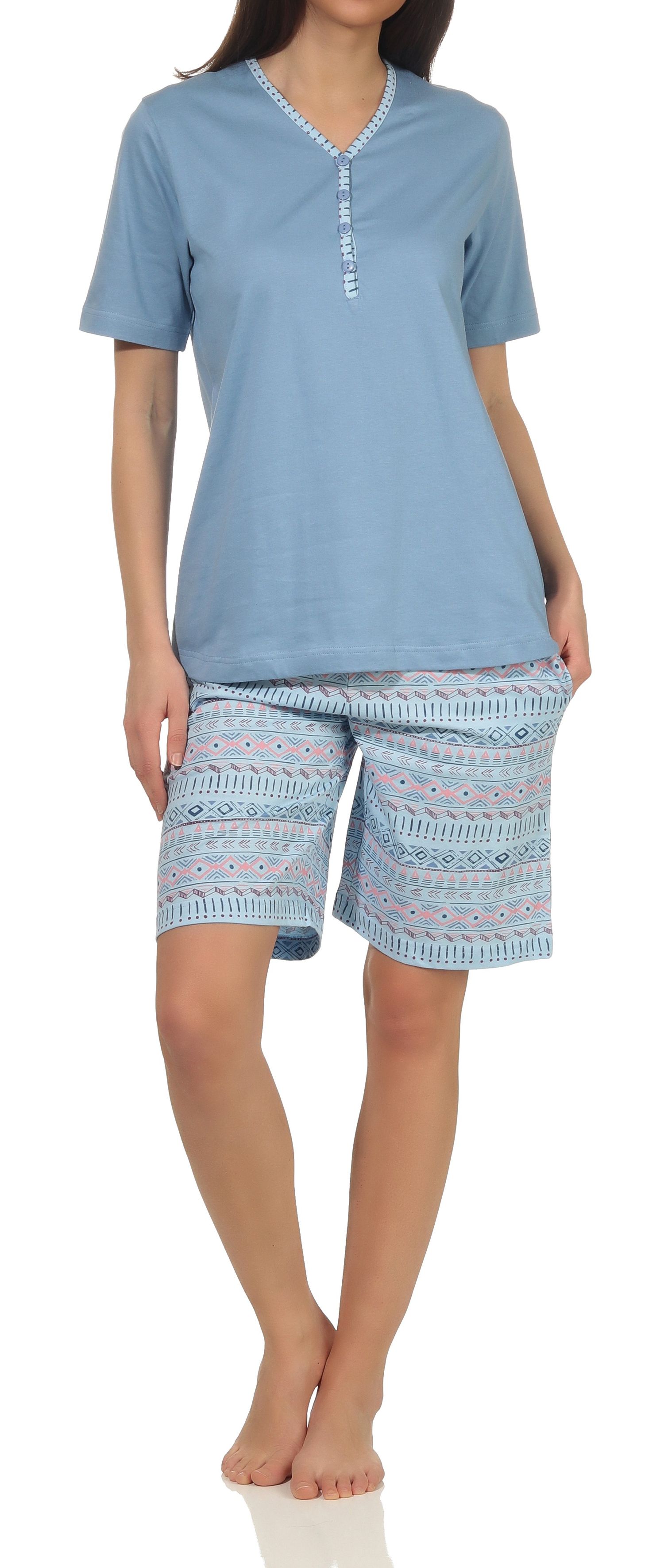 Normann Damen kurzarm Schlafanzug Shorty Pyjama im Ethnolook - auch in Übergrößen Normann Damen kurzarm Schlafanzug Shorty Pyjama im Ethnolook - auch in Übergrößen