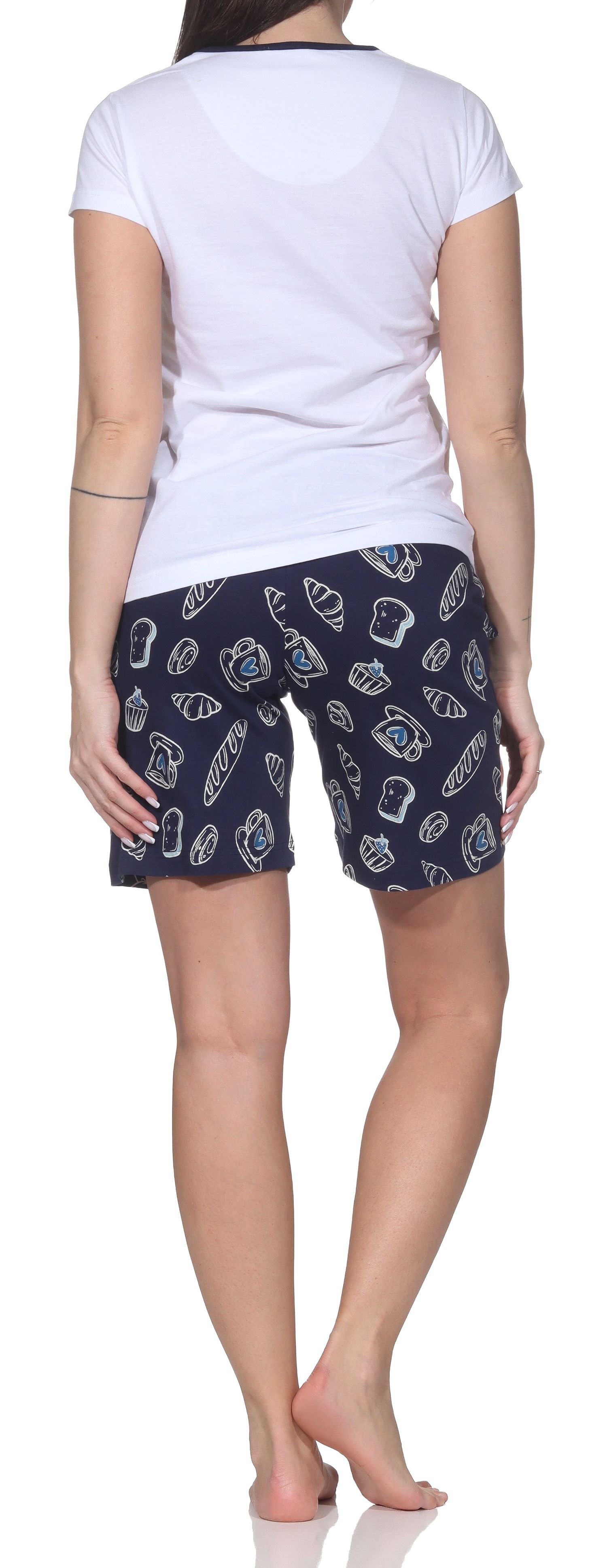 Normann Damen Shorty Pyjama kurzarm Shorty – „Coffee Lovers Club“ - auch in Übergrößen