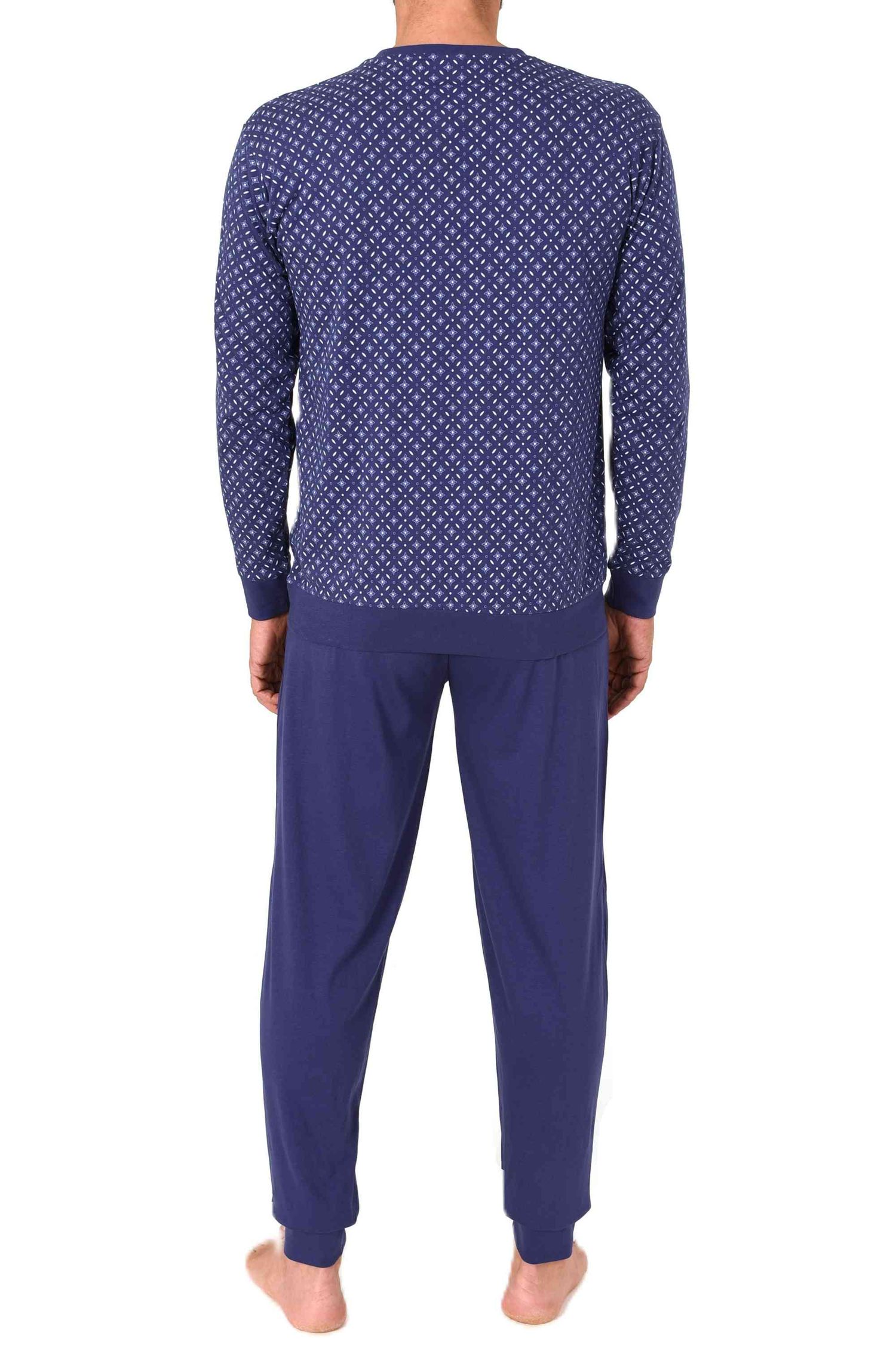 Normann Herren Schlafanzug langarm mit Bündchen Pyjama in eleganter Minimimal-Print-Optik Normann Herren Schlafanzug langarm mit Bündchen Pyjama in eleganter Minimimal-Print-Optik