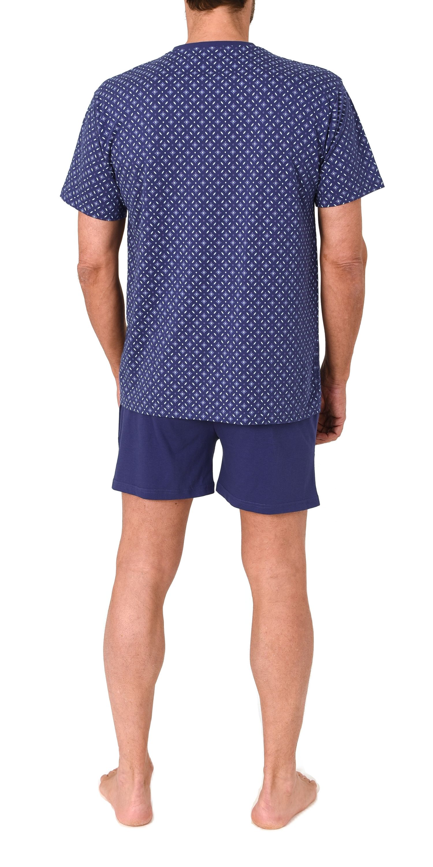 Normann Herren kurzarm Schlafanzug Shorty Pyjama in eleganter Minimimal-Print-Optik