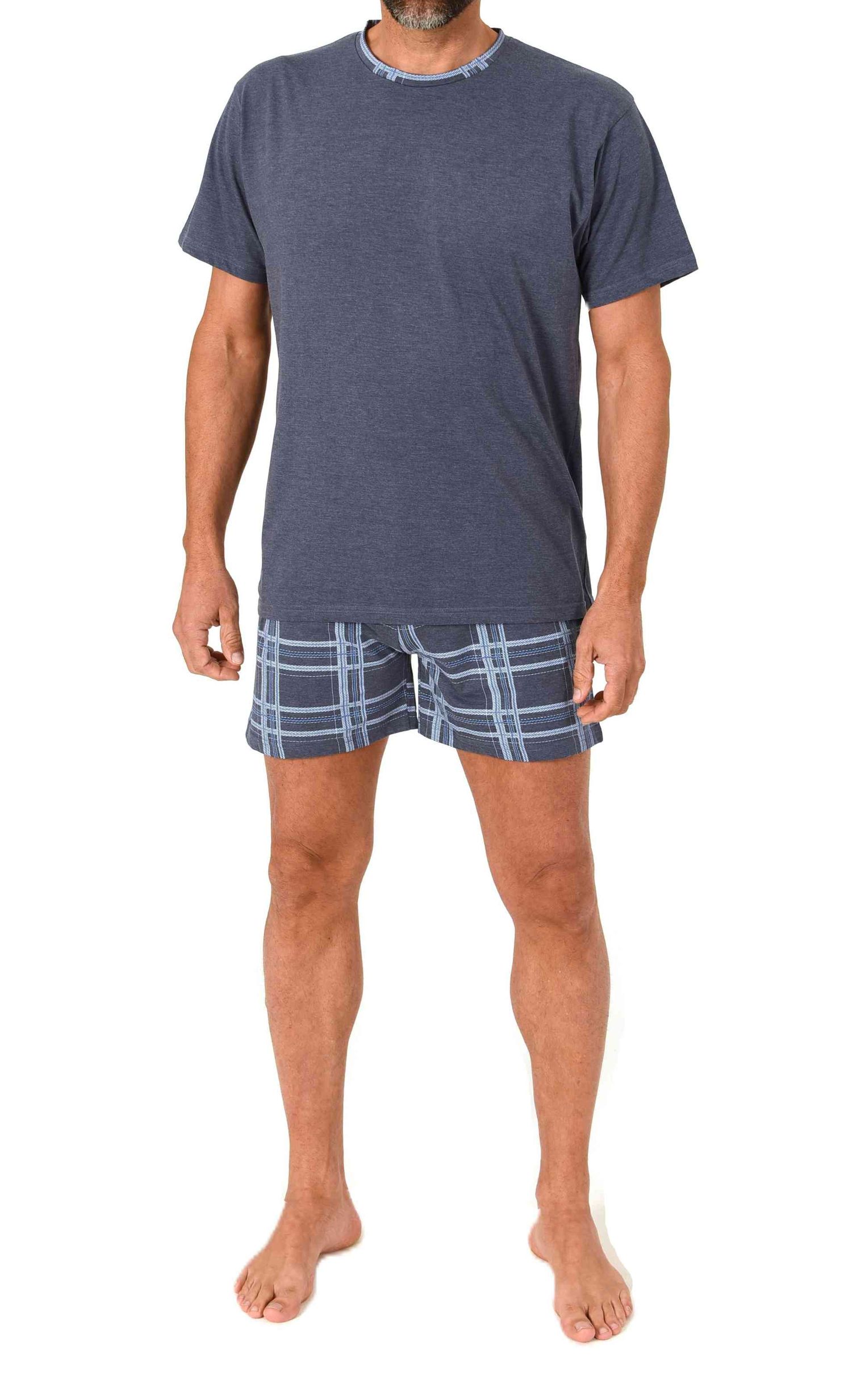 Normann Herren kurzarm Schlafanzug Shorty Pyjama mit Karohose aus Jersey Normann Herren kurzarm Schlafanzug Shorty Pyjama mit Karohose aus Jersey