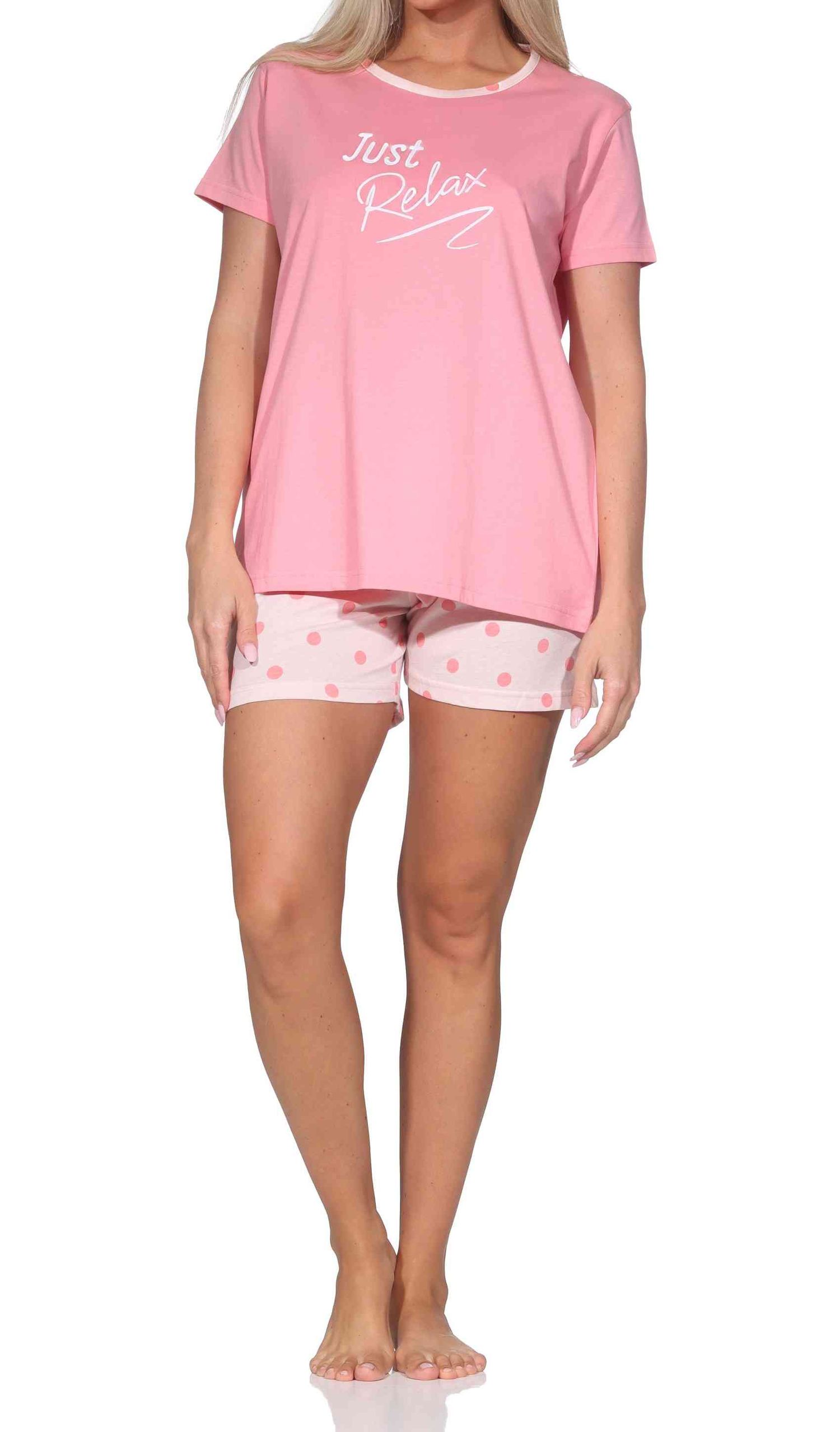 Normann Damen kurzarm Schlafanzug Shorty Pyjama in Tupfen Punkte Optik Normann Damen kurzarm Schlafanzug Shorty Pyjama in Tupfen Punkte Optik