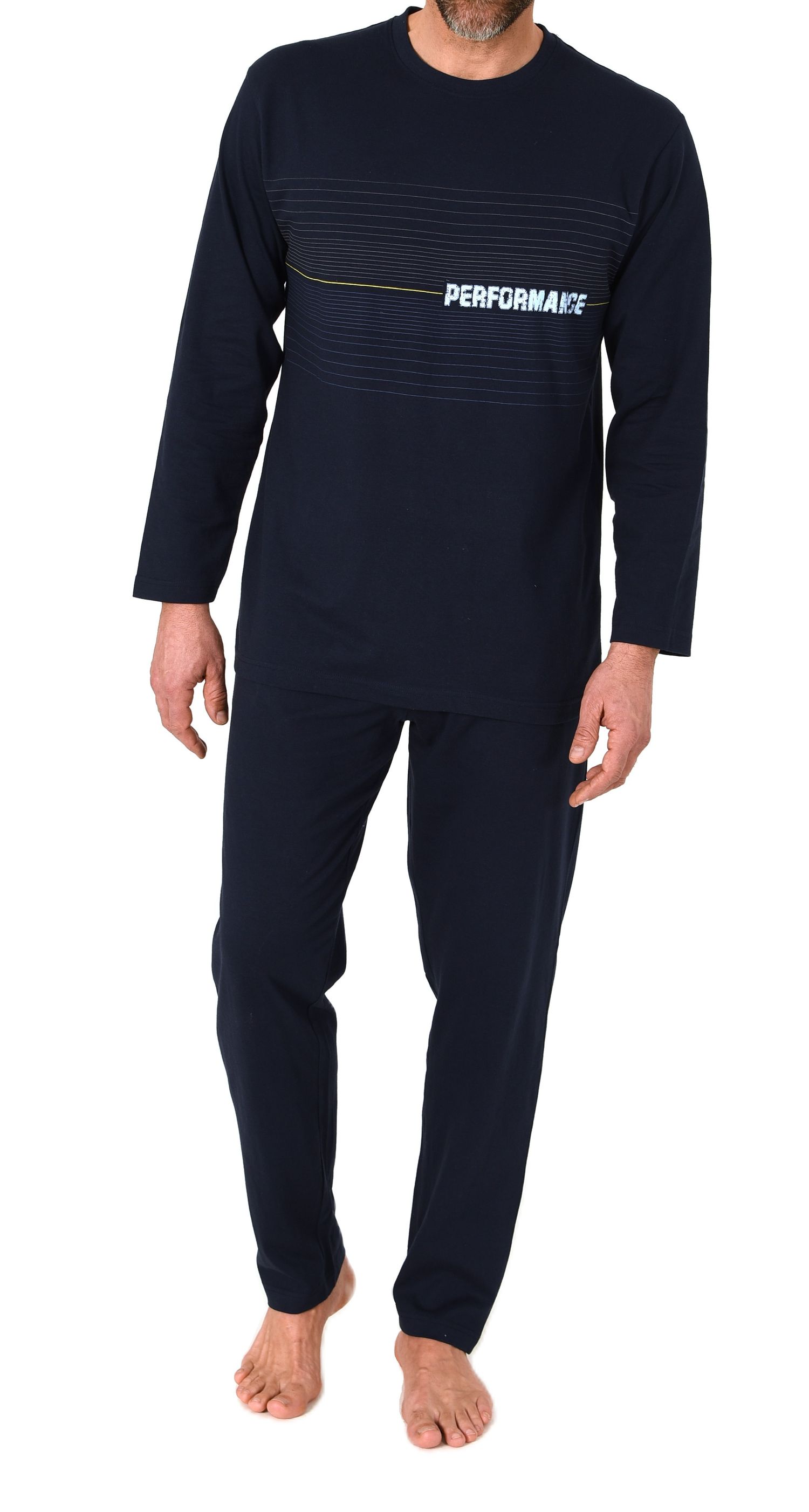 Normann Herren Schlafanzug lang mit Frontprint – Pyjama auch in Übergrößen