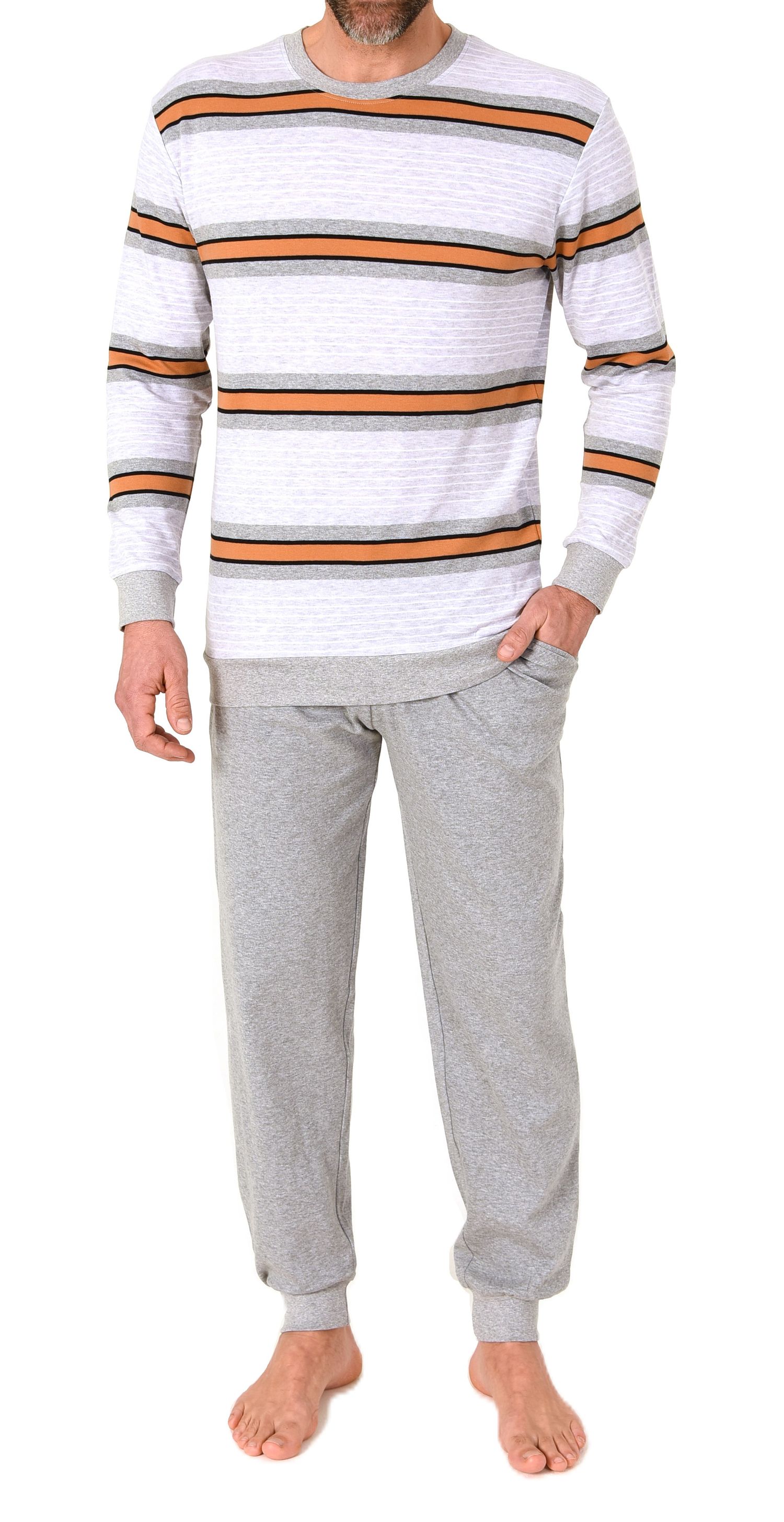 Herren Pyjama mit Bündchen in warmer Interlock Qualität - auch in Übergröße Herren Pyjama mit Bündchen in warmer Interlock Qualität - auch in Übergröße