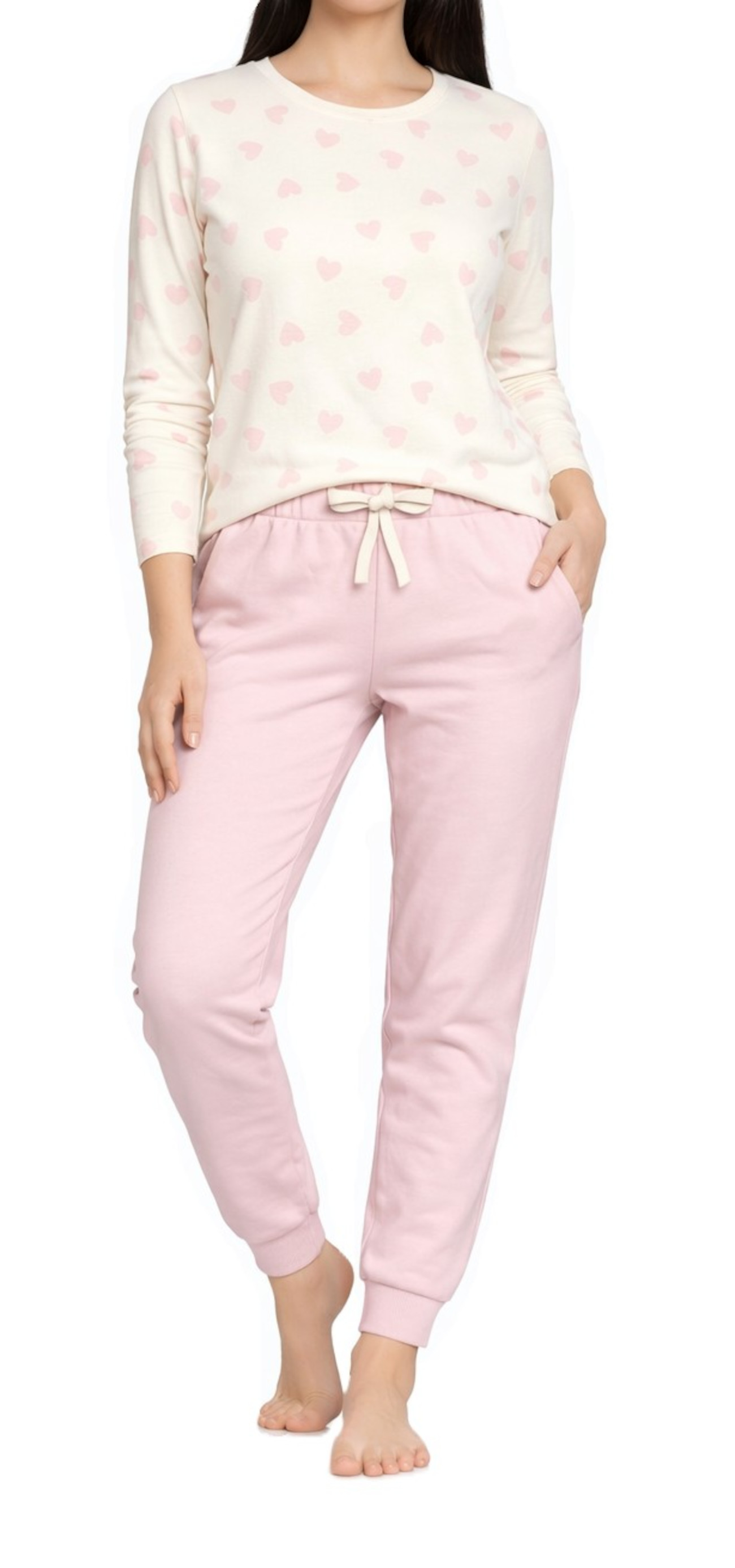 Normann Damen langarm Schlafanzug Pyjama in Herz Motiv Optik Normann Damen langarm Schlafanzug Pyjama in Herz Motiv Optik