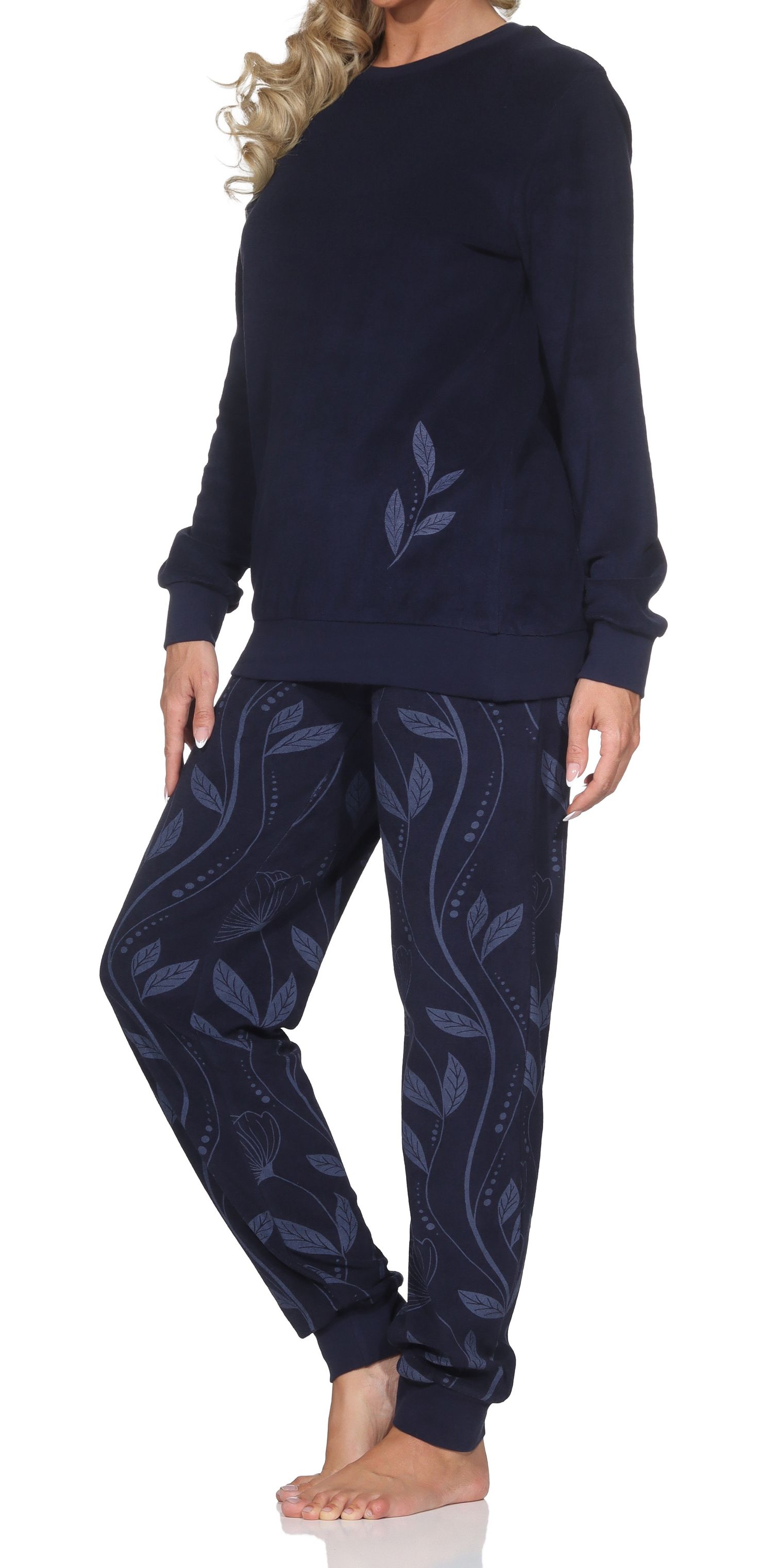 Normann Damen Frottee Pyjama mit Bündchen – edle Optik - auch in Übergrößen Normann Damen Frottee Pyjama mit Bündchen – edle Optik - auch in Übergrößen