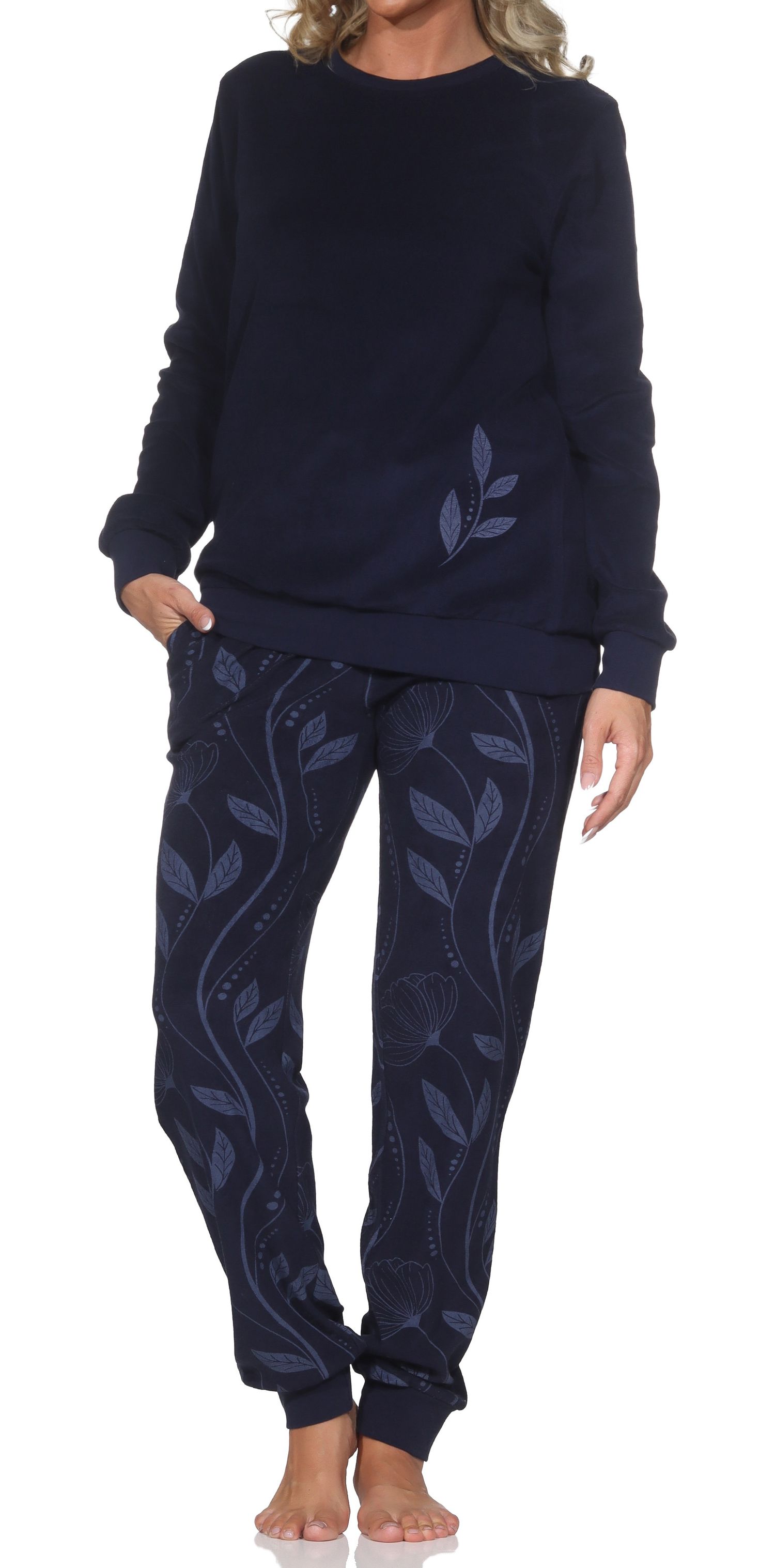 Normann Damen Frottee Pyjama mit Bündchen – edle Optik - auch in Übergrößen Normann Damen Frottee Pyjama mit Bündchen – edle Optik - auch in Übergrößen