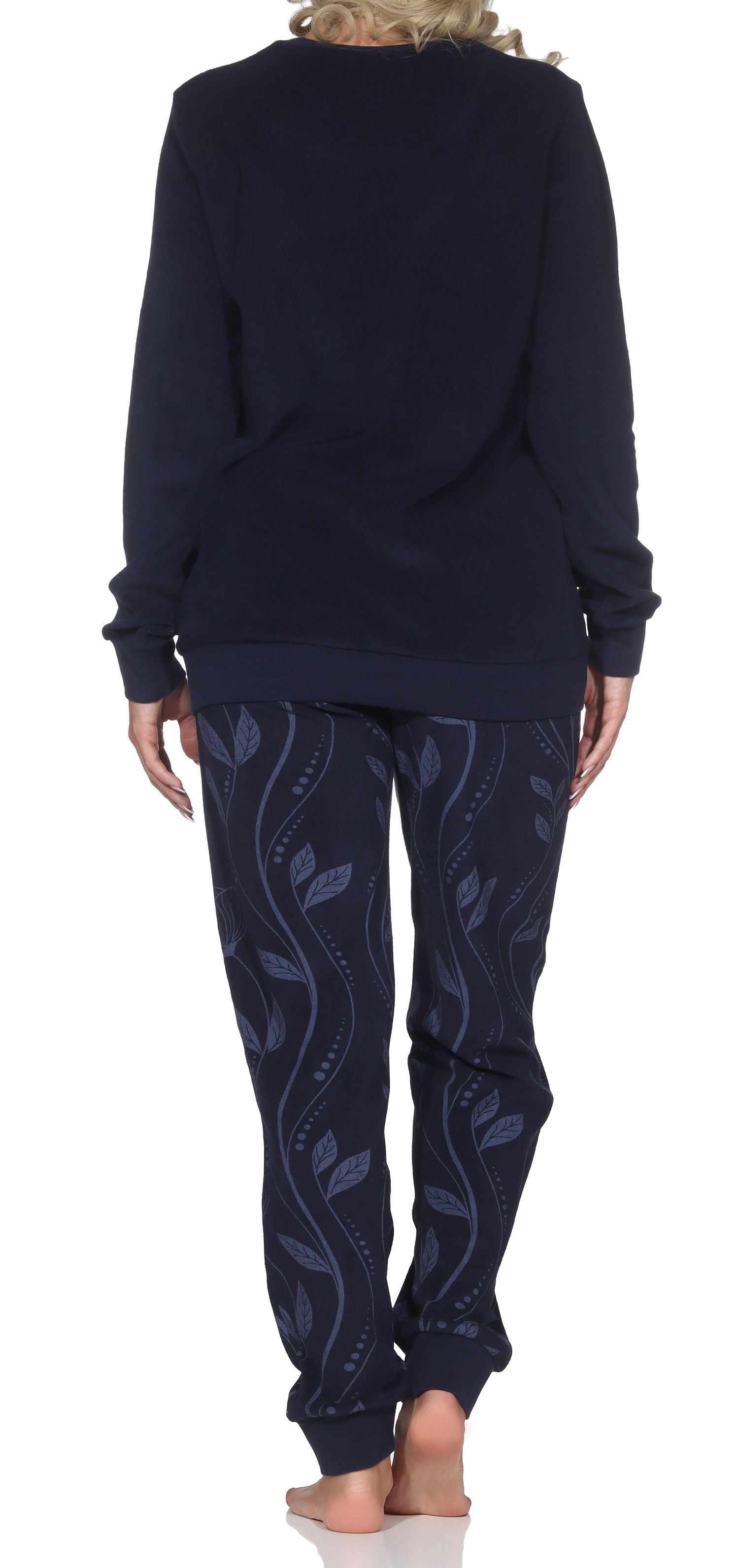 Normann Damen Frottee Pyjama mit Bündchen – edle Optik - auch in Übergrößen