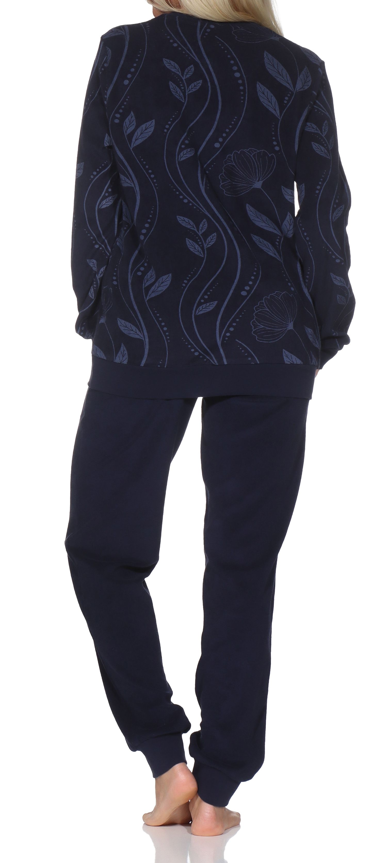 Normann Damen Frottee Pyjama mit Bündchen – edle Optik - auch in Übergröße