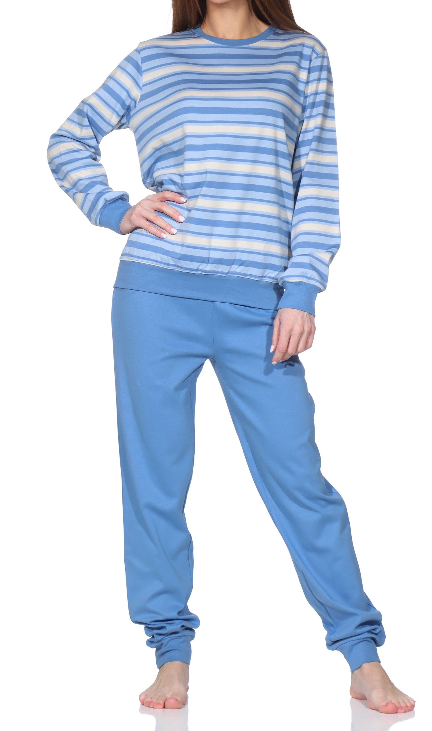 Normann Damen Pyjama mit Bündchen in Interlock Qualität-auch in Übergröße