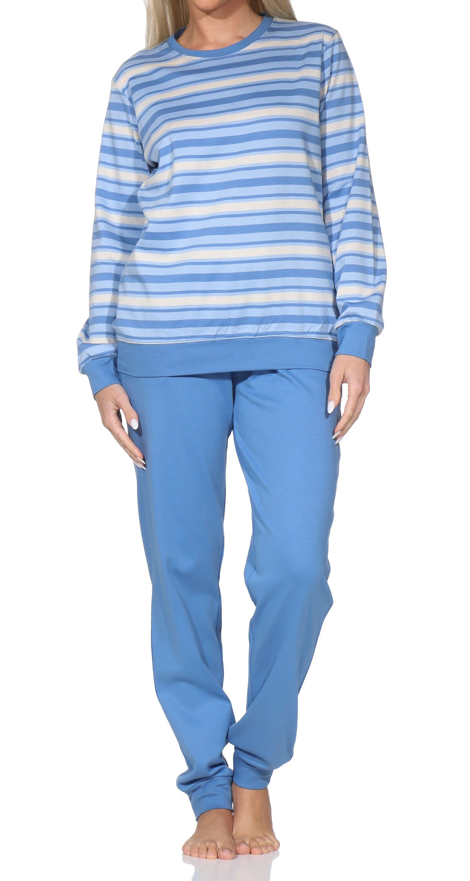 Normann Damen Pyjama mit Bündchen in Interlock Qualität-auch in Übergröße