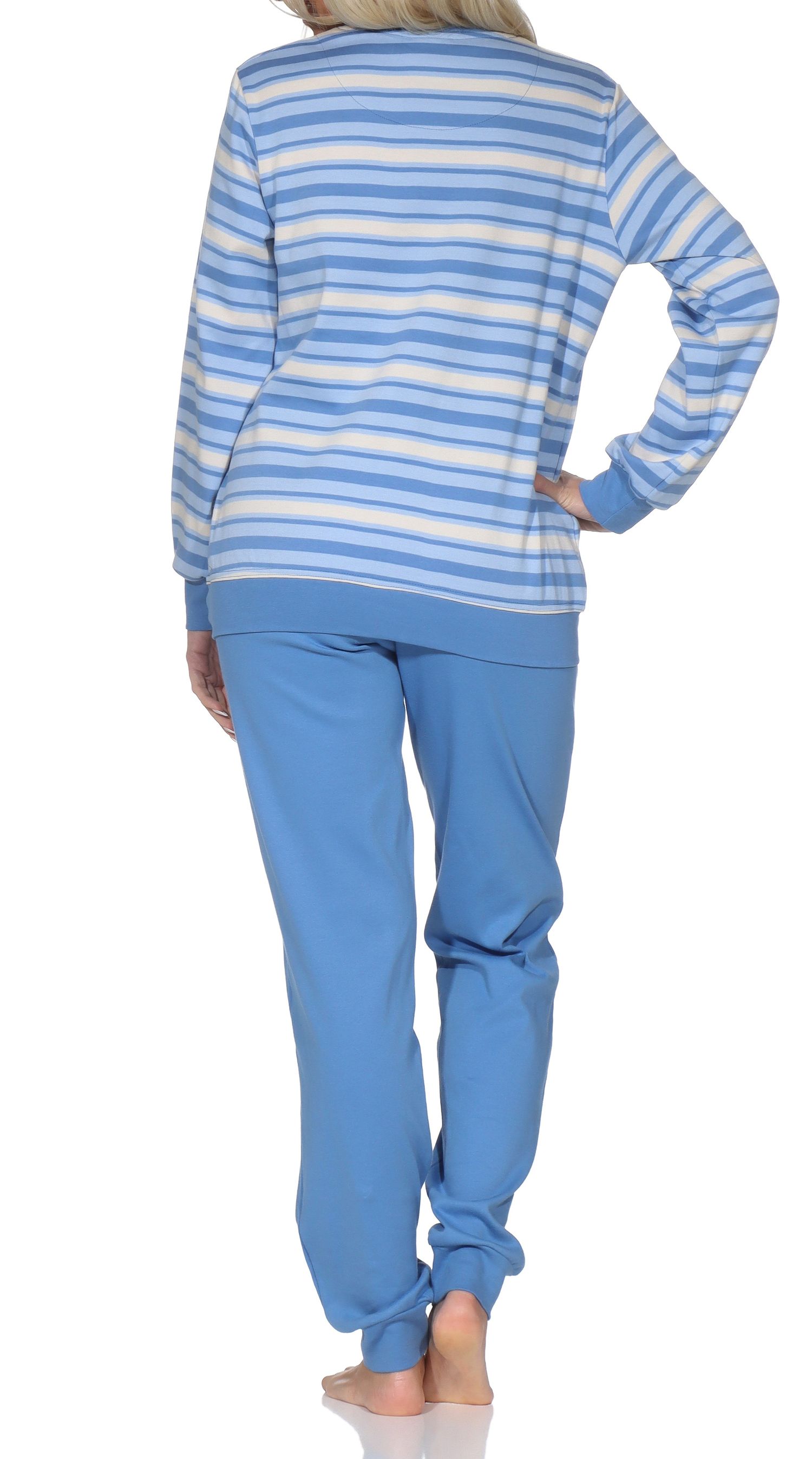 Normann Damen Pyjama mit Bündchen in Interlock Qualität-auch in Übergröße