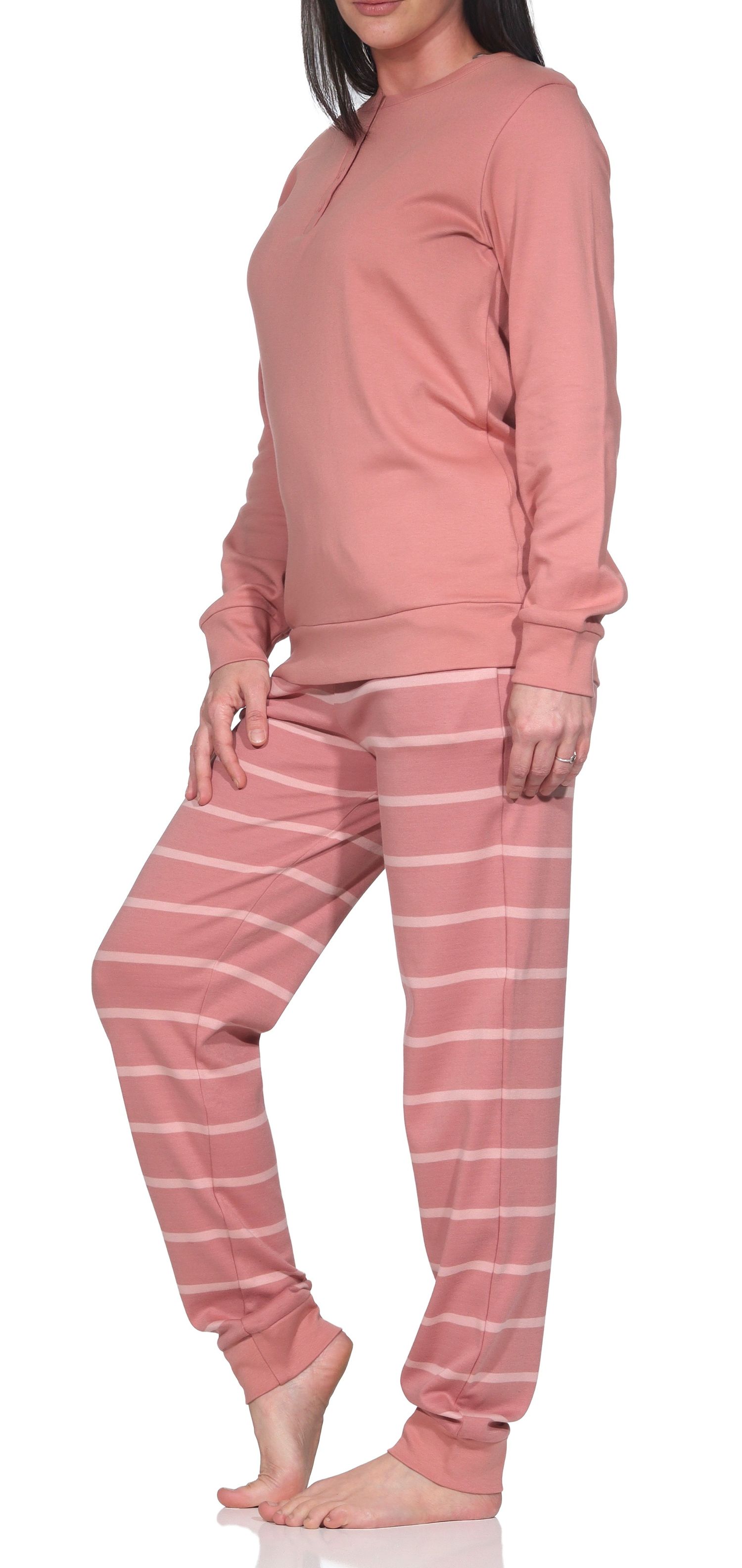 Normann Damen Pyjama mit Bündchen - Kuschel Interlock – auch in Übergröße