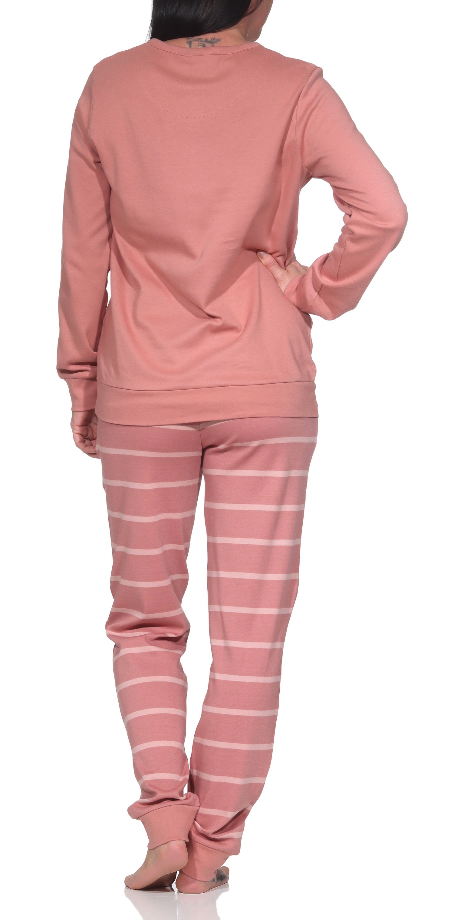 Normann Damen Pyjama mit Bündchen - Kuschel Interlock – auch in Übergröße