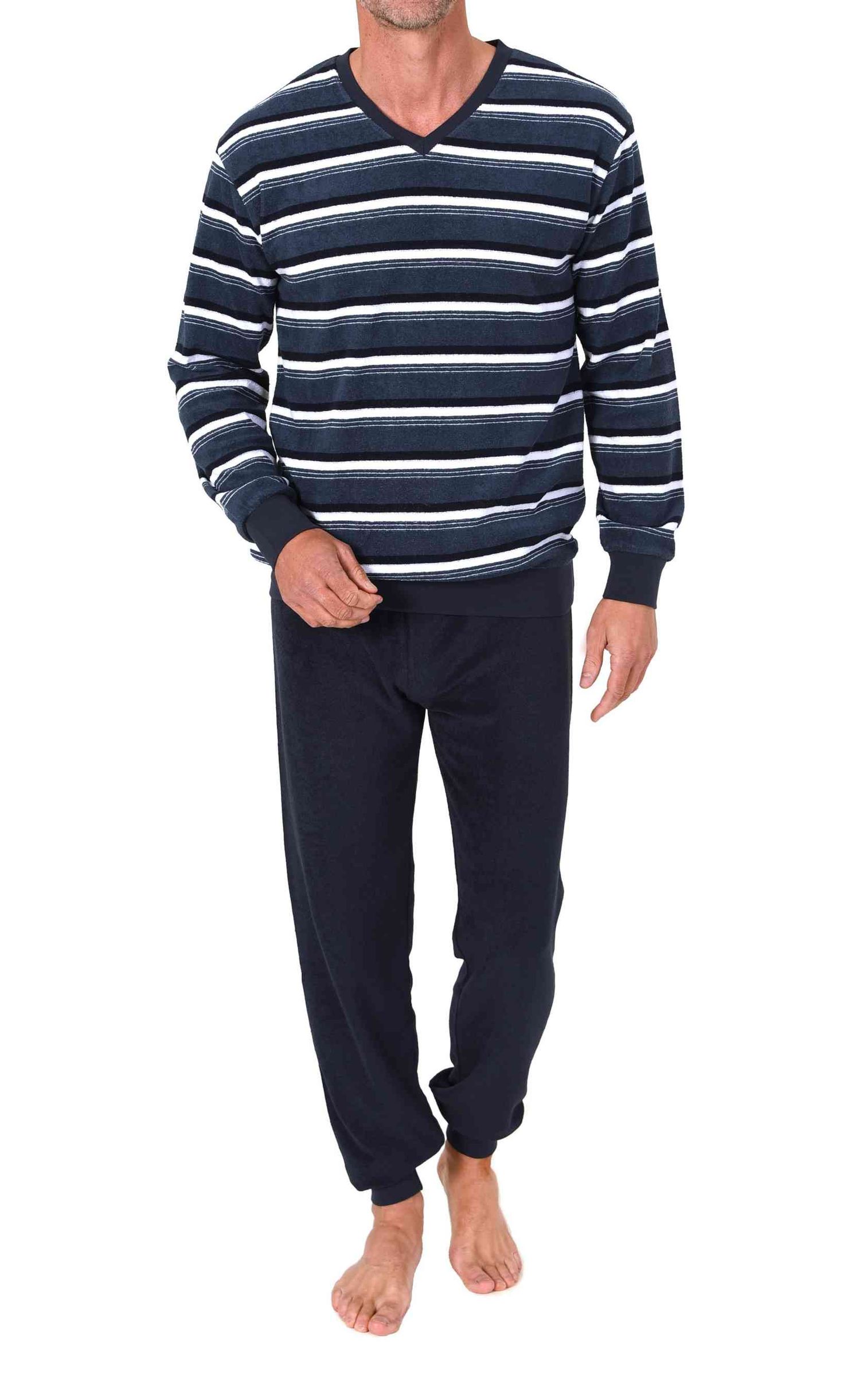 Normann Herren Frottee Pyjama mit Bündchen und V-Hals – auch in Übergröße Normann Herren Frottee Pyjama mit Bündchen und V-Hals – auch in Übergröße