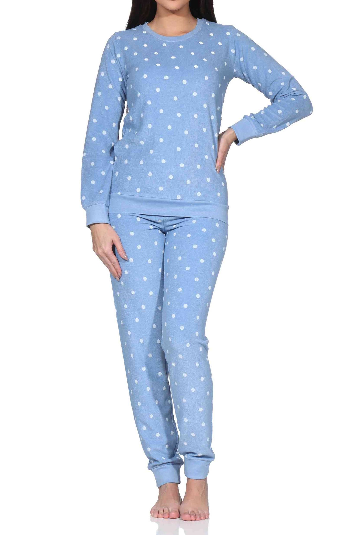 Normann Damen Frottee Pyjama mit Bündchen in Tupfenoptik- auch in Übergröße Normann Damen Frottee Pyjama mit Bündchen in Tupfenoptik- auch in Übergröße