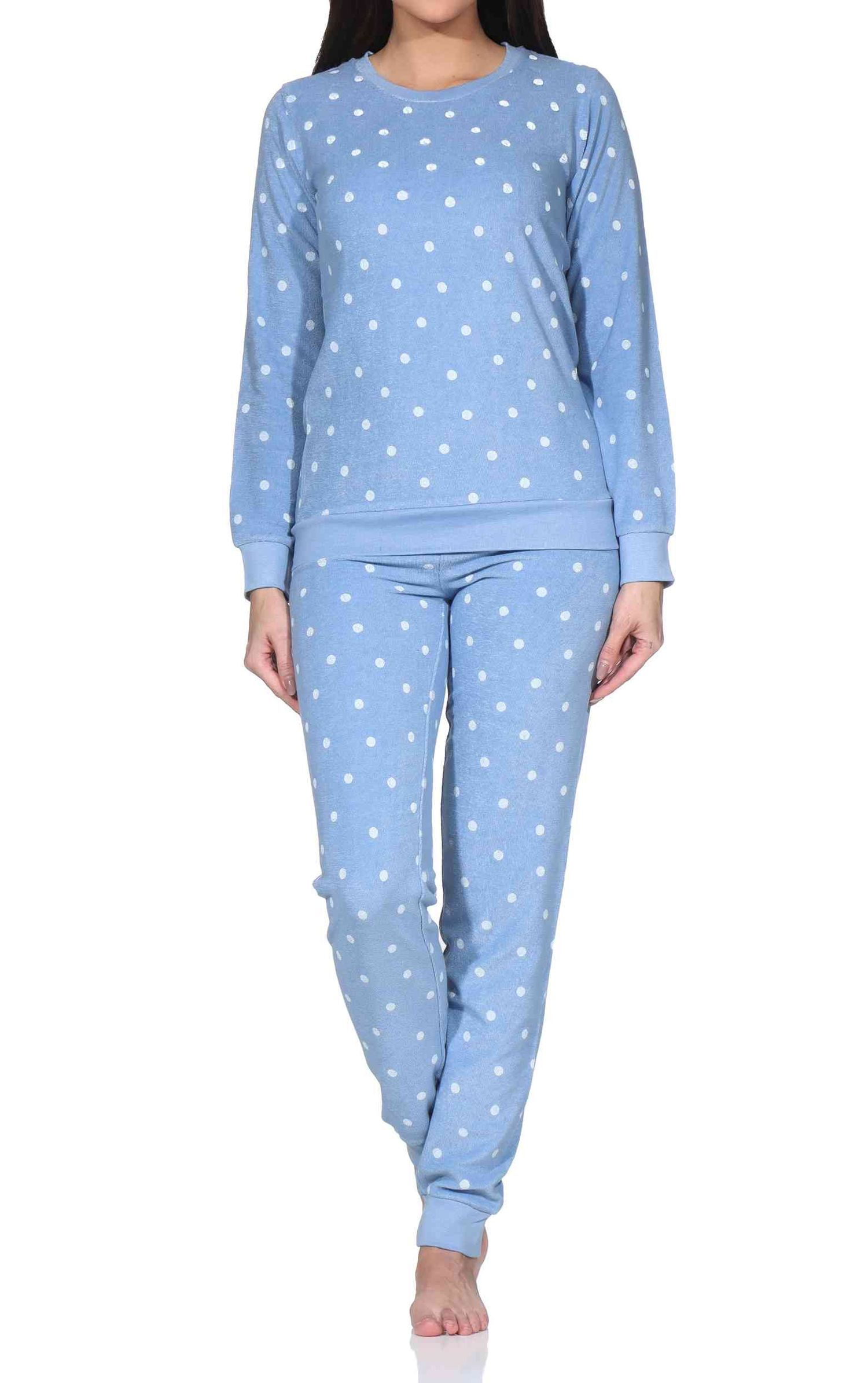 Normann Damen Frottee Pyjama mit Bündchen in Tupfenoptik- auch in Übergröße Normann Damen Frottee Pyjama mit Bündchen in Tupfenoptik- auch in Übergröße