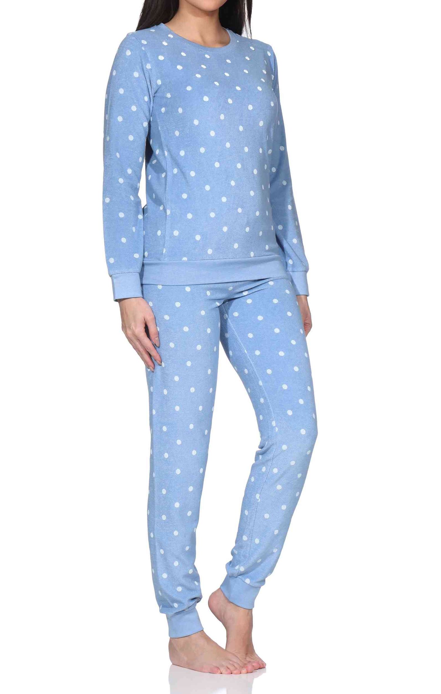 Normann Damen Frottee Pyjama mit Bündchen in Tupfenoptik- auch in Übergröße Normann Damen Frottee Pyjama mit Bündchen in Tupfenoptik- auch in Übergröße