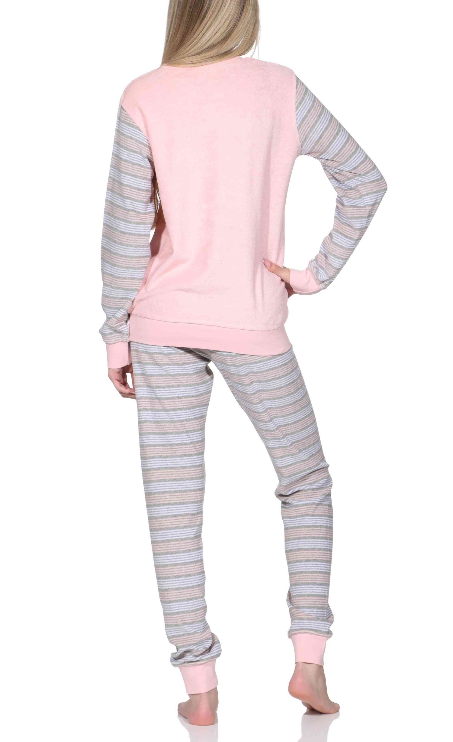Normann Damen Frottee Pyjama langarm, Tiermotiv, Bündchen, auch Übergröße Normann Damen Frottee Pyjama langarm, Tiermotiv, Bündchen, auch Übergröße