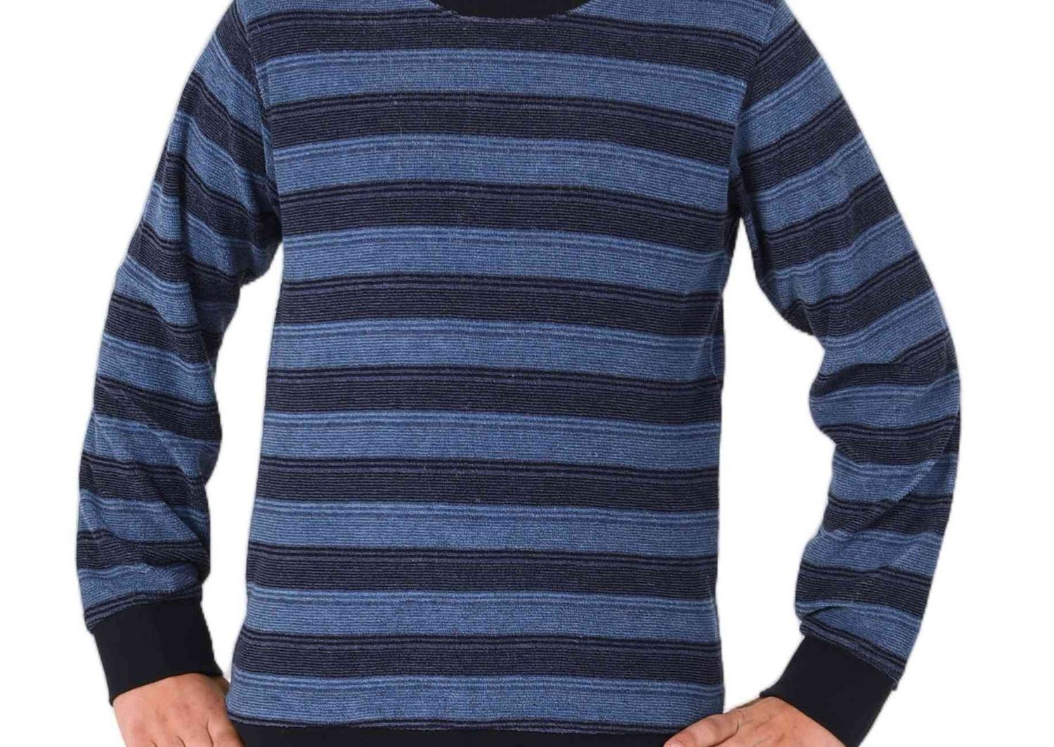 Normann Jungen Frottee langarm Schlafanzug mit Bündchen, Streifenlook